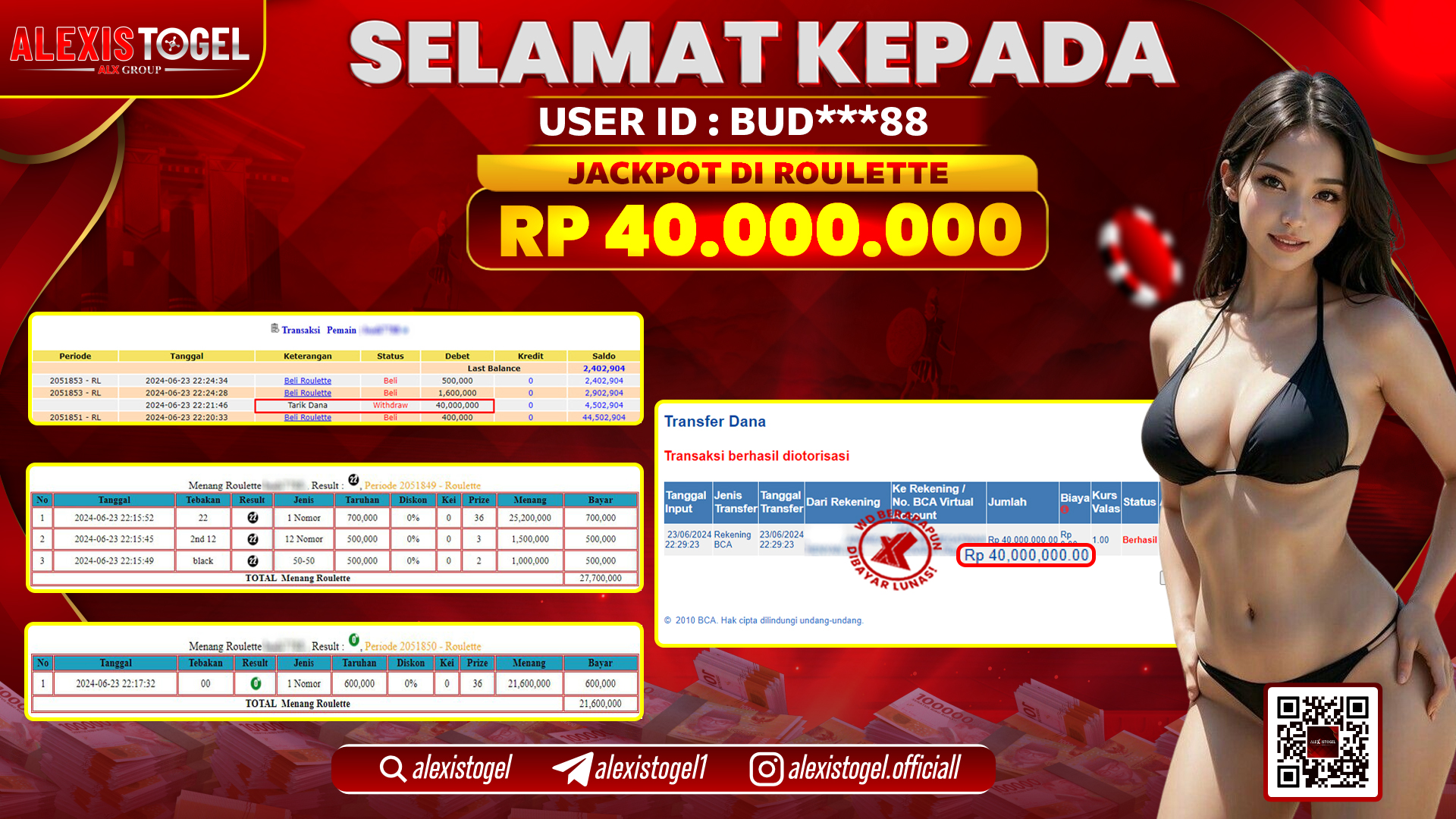 ALEXISTOGEL JACKPOT CASINO RP. 40.000.000 LUNAS