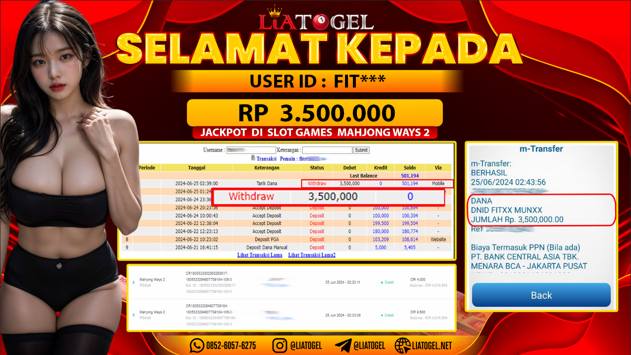 LIATOGEL - JACKPOT SLOT GAMES MAHJONG WAYS 2 RP 3.500.000,- LUNAS