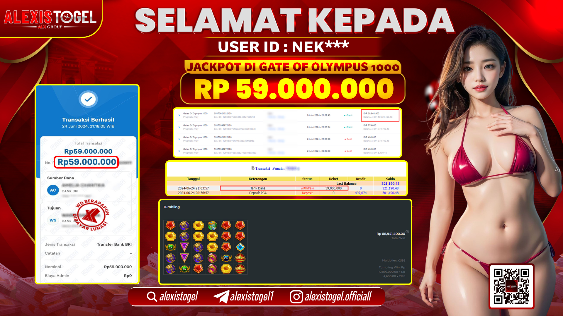 ALEXISTOGEL JACKPOT SLOT GAMES RP. 59.000.000 LUNAS