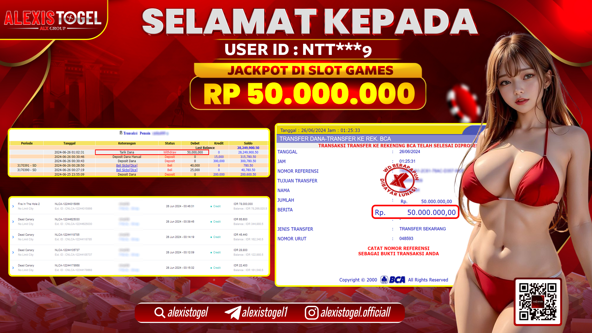 ALEXISTOGEL JACKPOT SLOT GAMES RP. 50.000.000 LUNAS