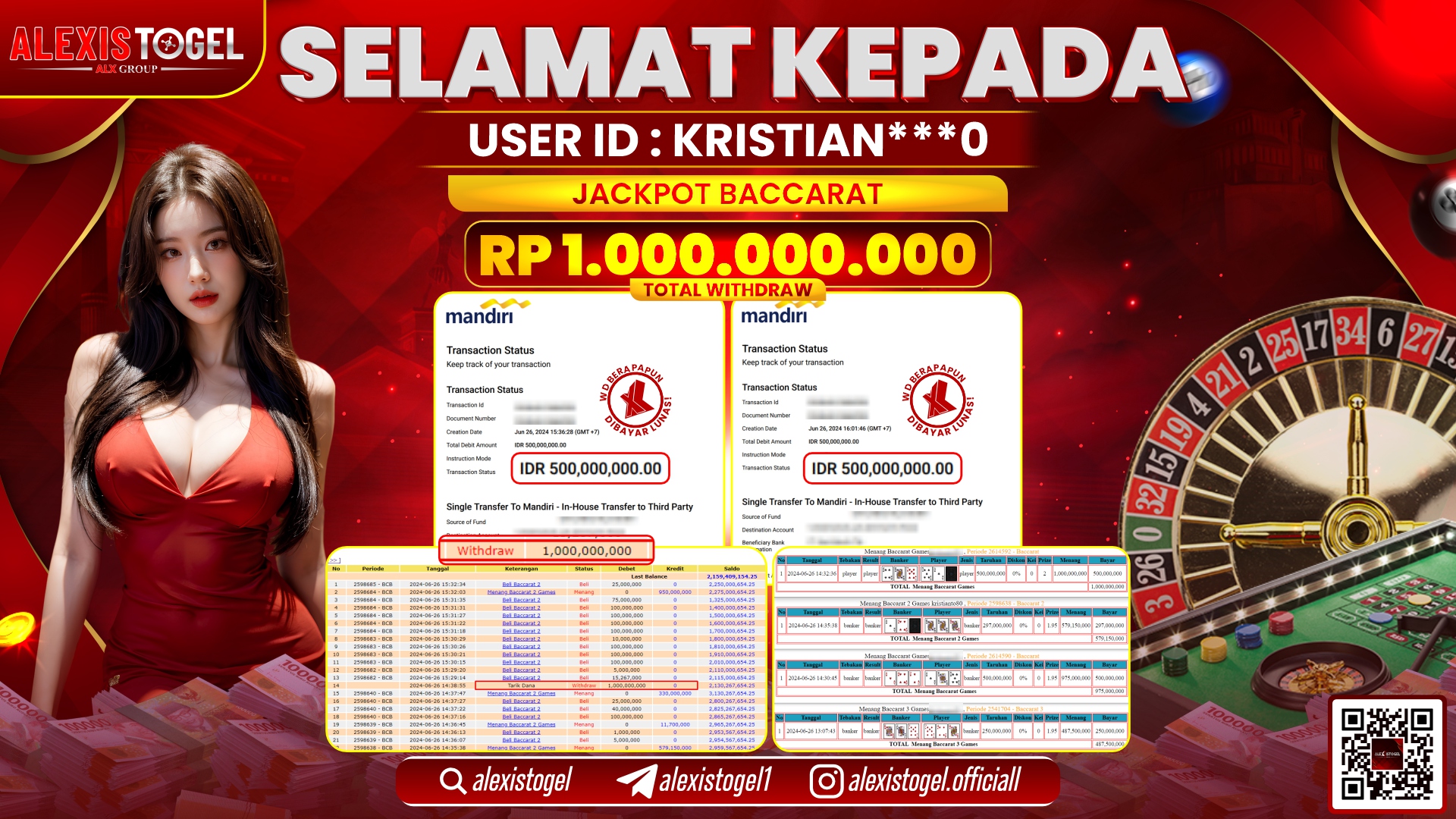 ALEXISTOGEL JACKPOT CASINO RP. 1.000.000.000 LUNAS