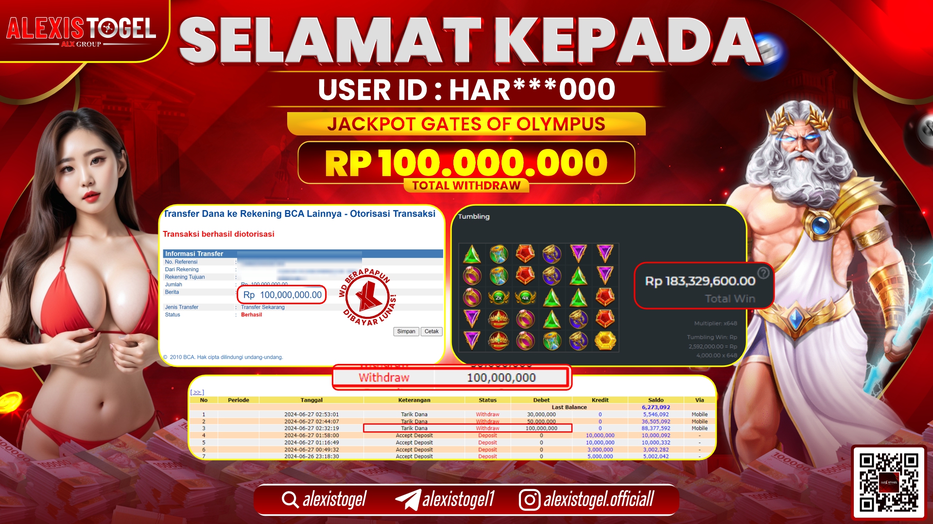 ALEXISTOGEL JACKPOT SLOT GAMES RP. 100.000.000 LUNAS