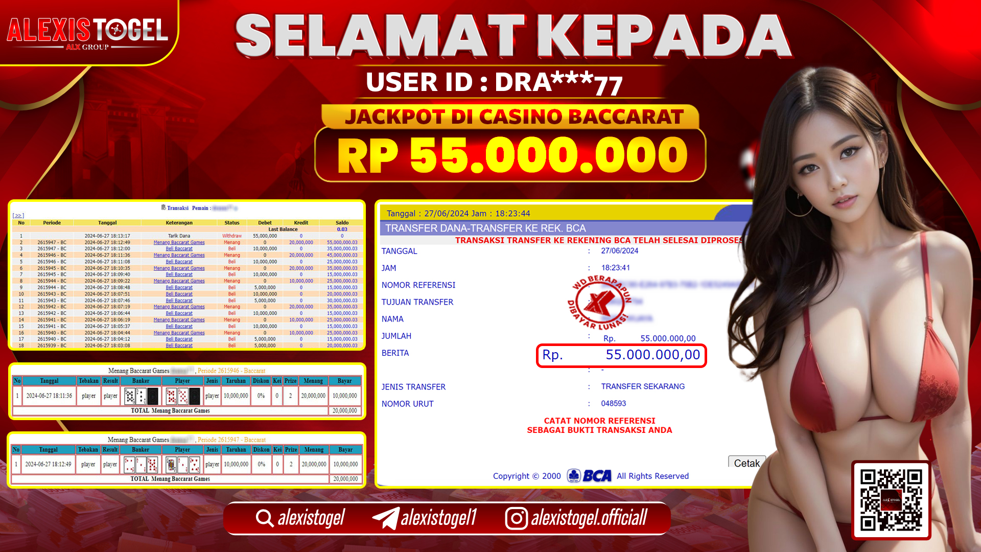 ALEXISTOGEL JACKPOT CASINO RP. 55.000.000 LUNAS