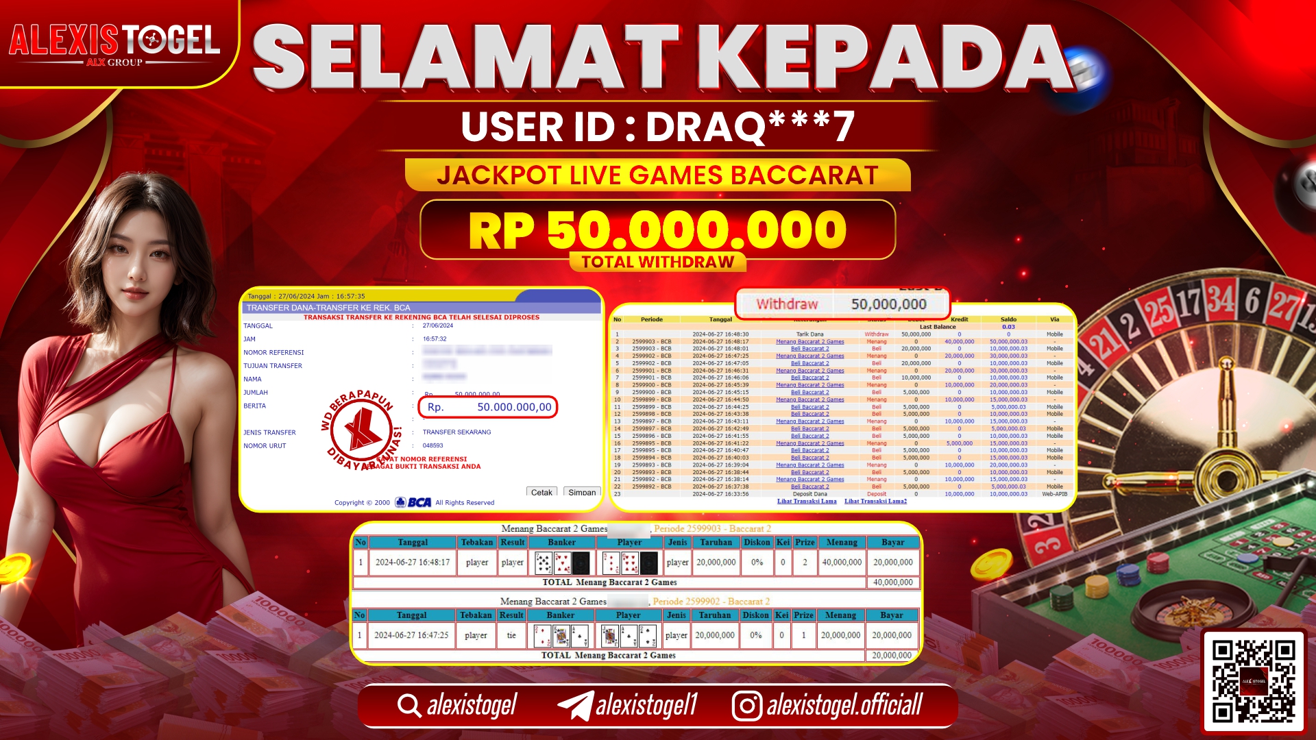 ALEXISTOGEL JACKPOT CASINO RP. 50.000.000 LUNAS