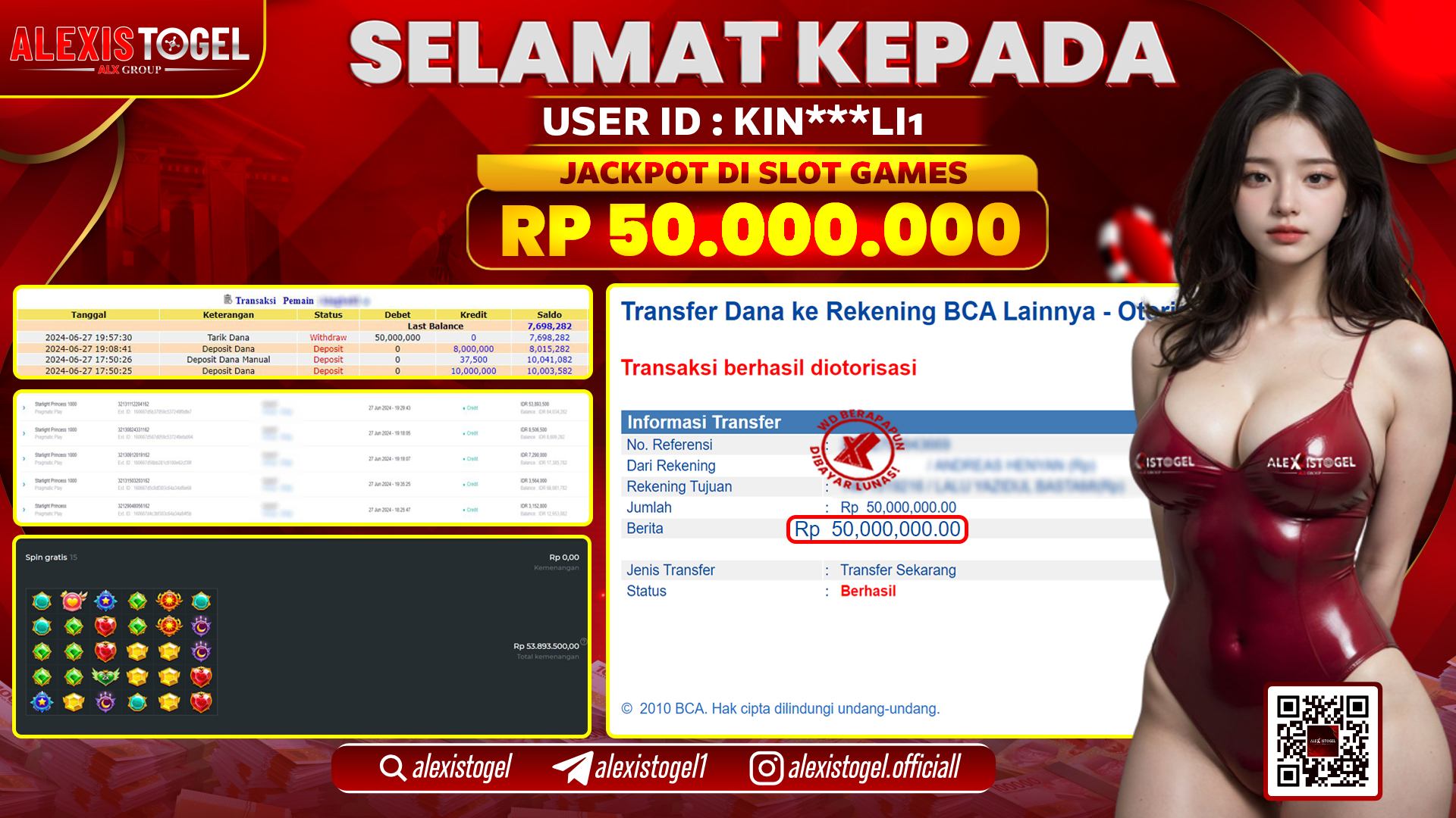 ALEXISTOGEL JACKPOT SLOT GAMES RP. 50.000.000 LUNAS