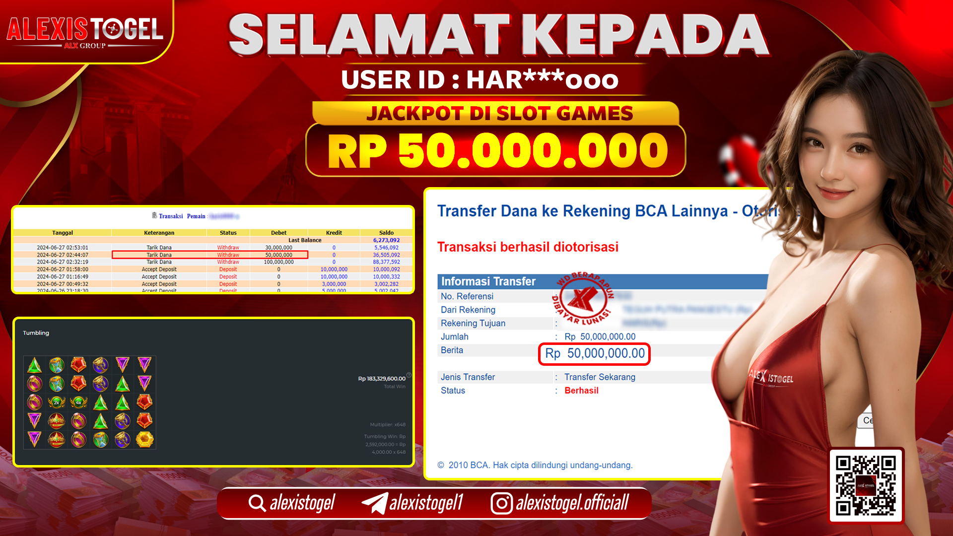 ALEXISTOGEL JACKPOT SLOT GAMES RP. 50.000.000 LUNAS