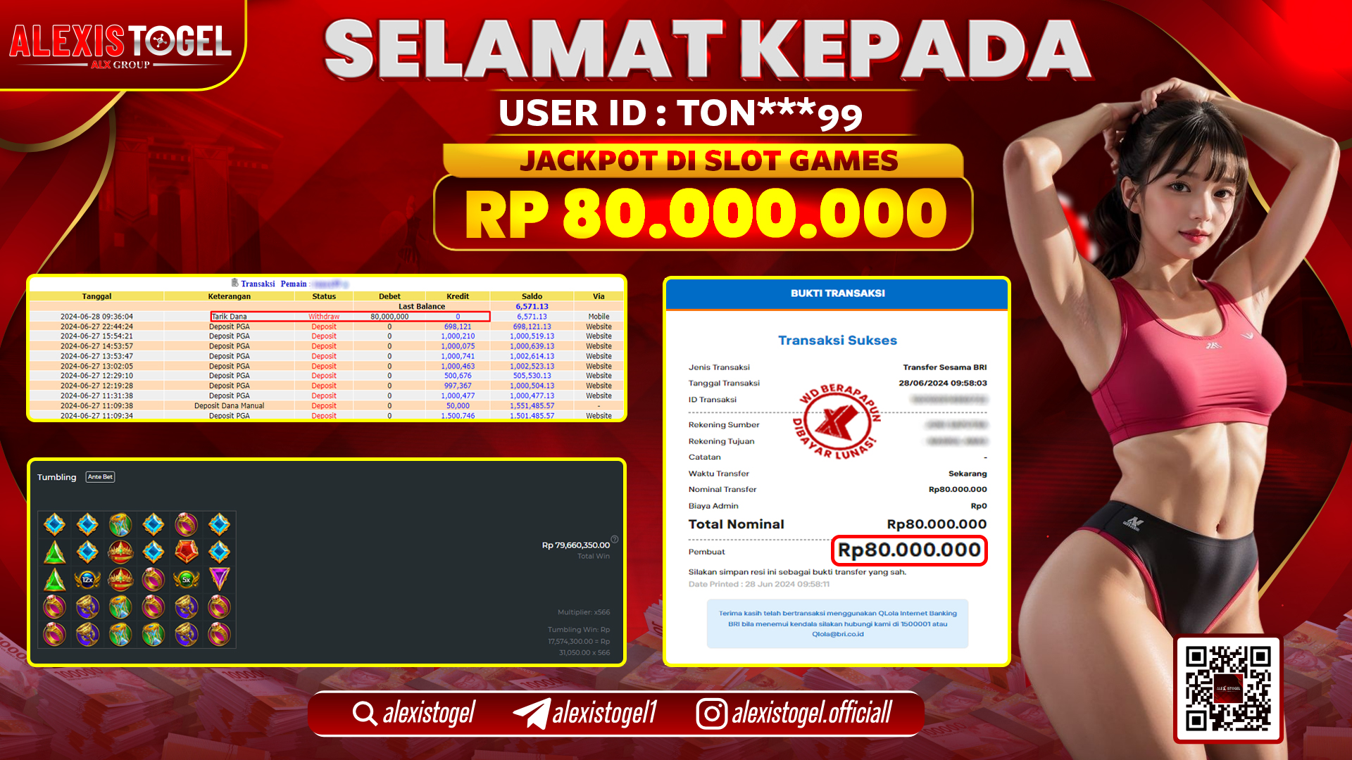 ALEXISTOGEL JACKPOT SLOT GAMES RP. 80.000.000 LUNAS