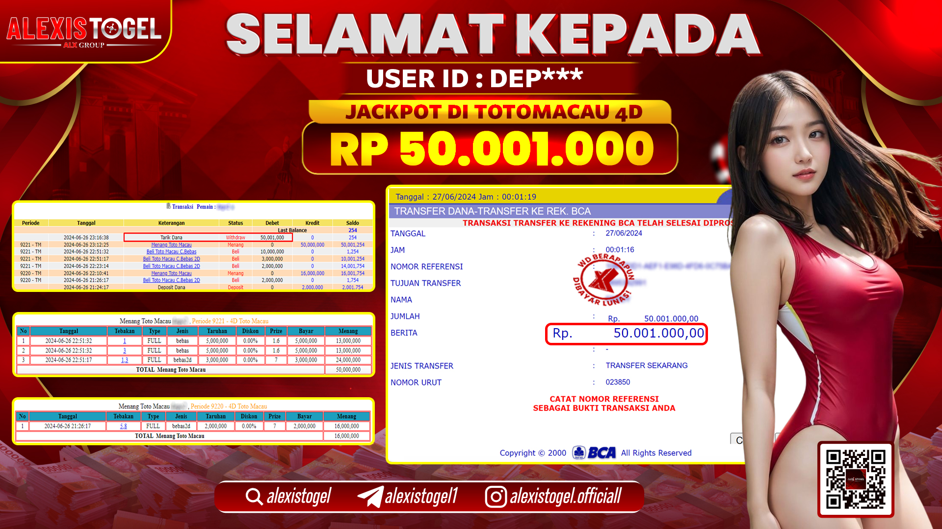 ALEXISTOGEL JACKPOT TOTOMACAU POOLS RP. 50.001.000 LUNAS