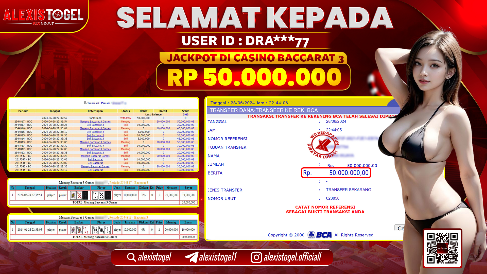 ALEXISTOGEL JACKPOT CASINO RP. 50.000.000 LUNAS