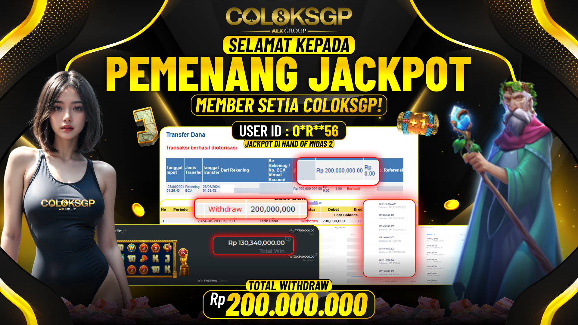 COLOKSGP JACKPOT SLOT GAMES RP 200.000.000 LUNAS