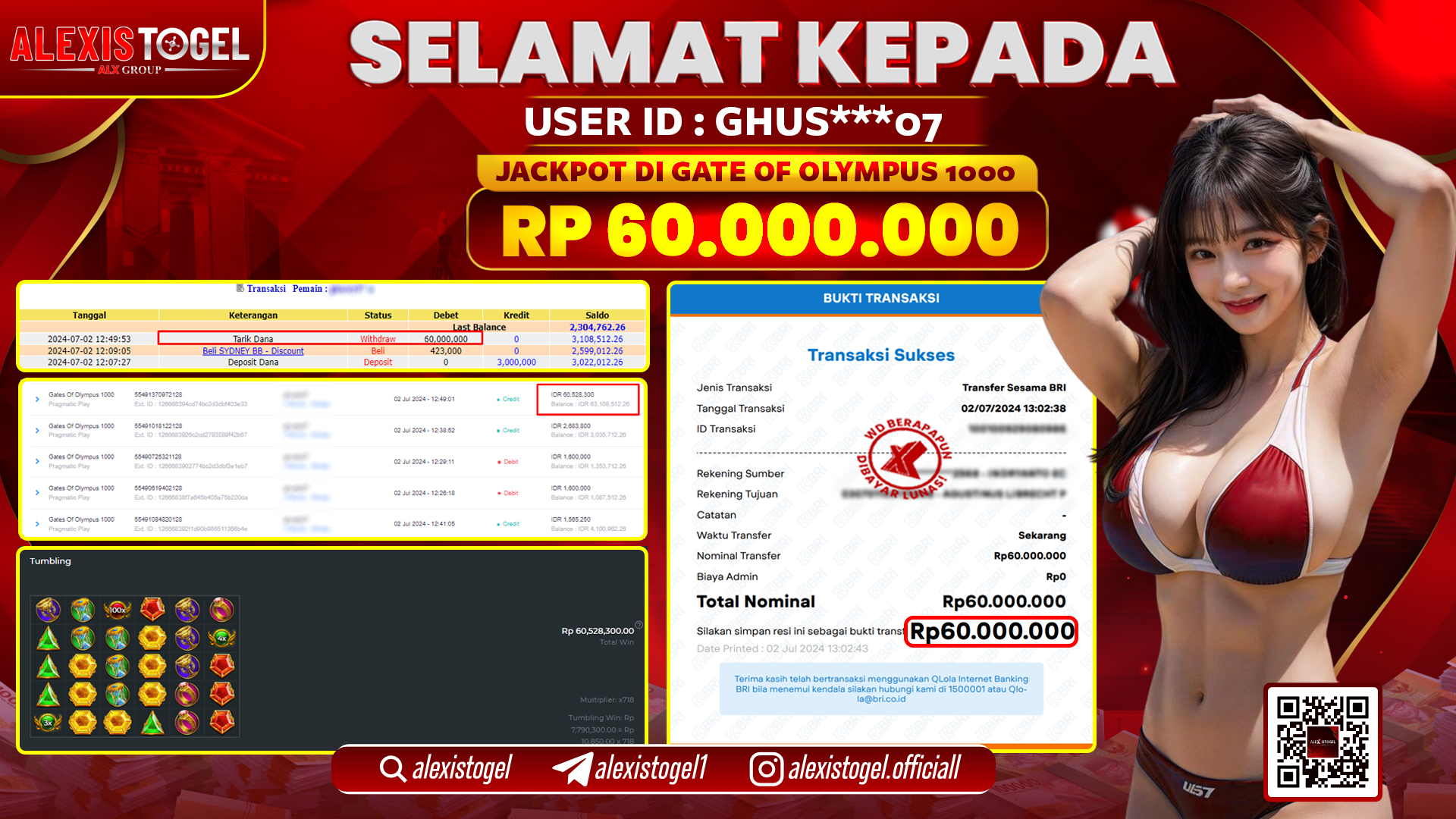 ALEXISTOGEL JACKPOT SLOT GAMES RP. 60.000.000 LUNAS