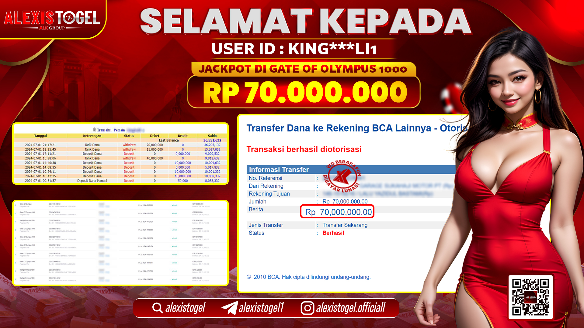 ALEXISTOGEL JACKPOT SLOT GAMES RP. 70.000.000 LUNAS