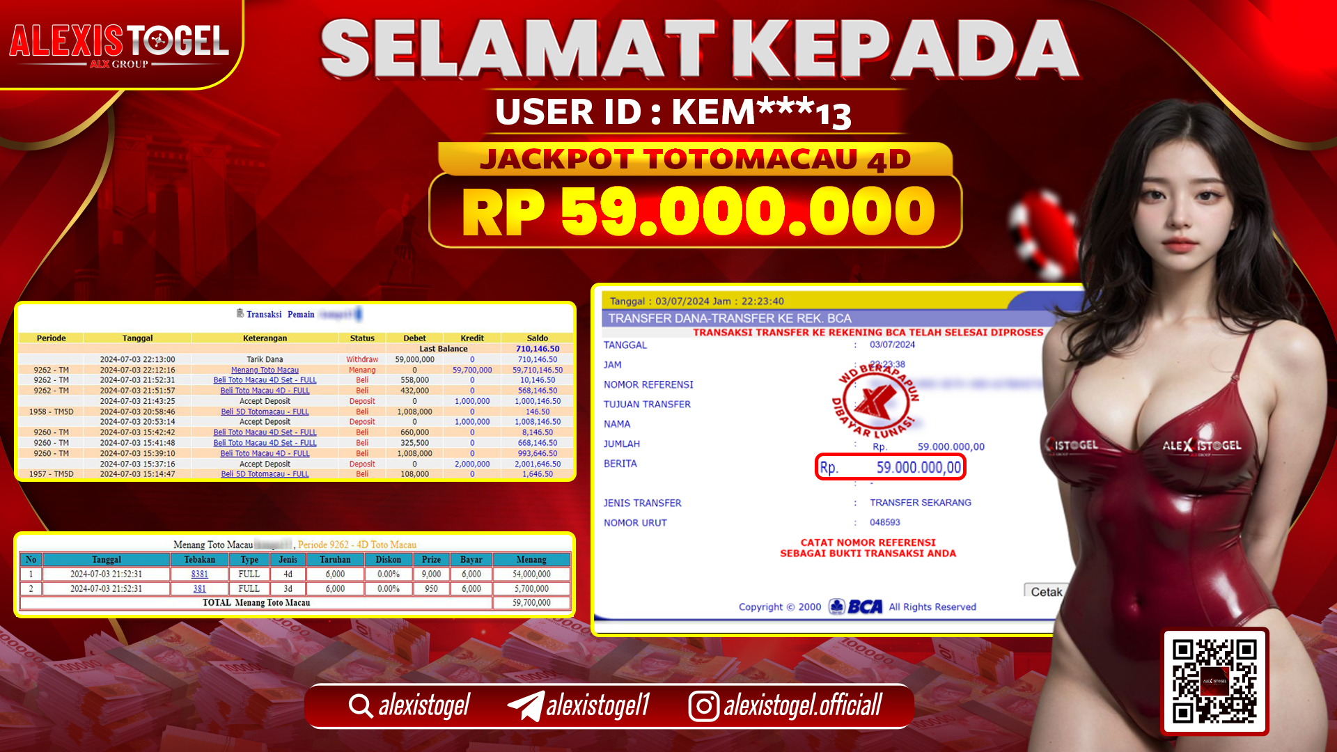 ALEXISTOGEL JACKPOT TOTOMACAU POOLS RP. 59.000.000 LUNAS