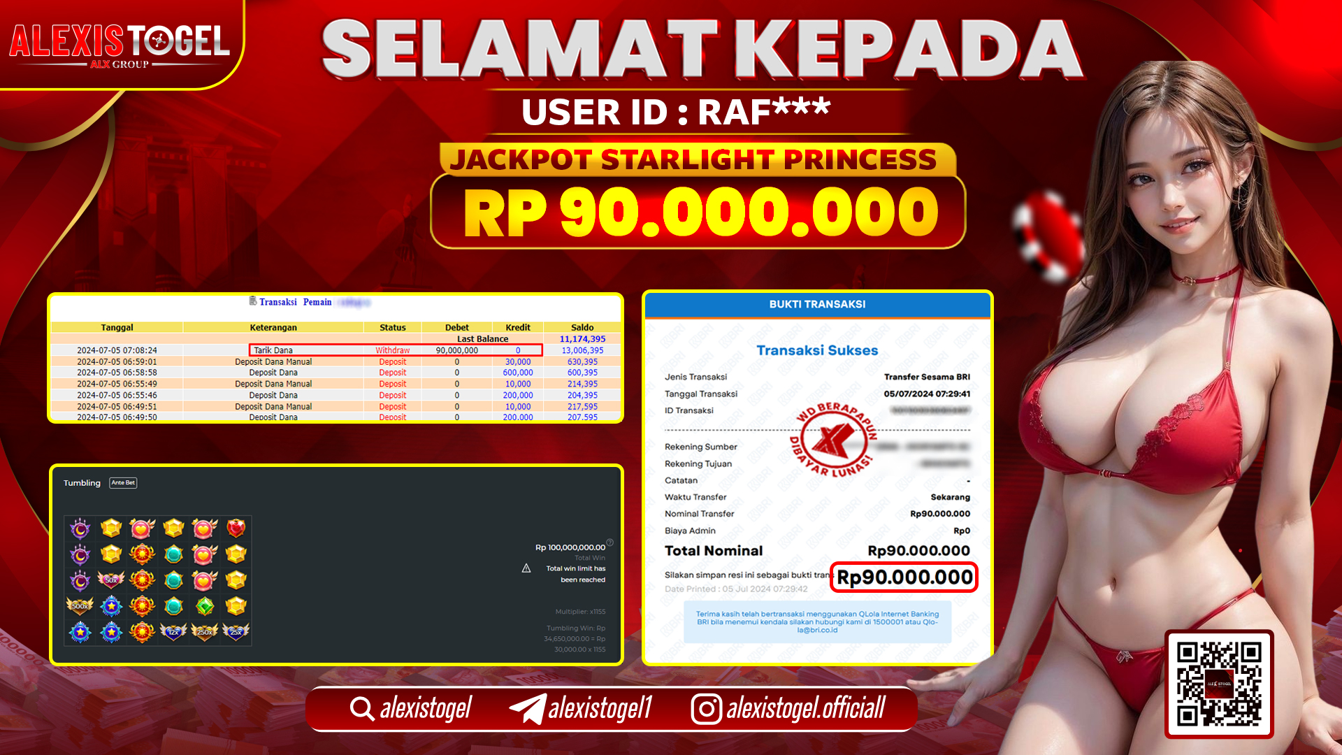 ALEXISTOGEL JACKPOT SLOT GAMES RP. 90.000.000 LUNAS