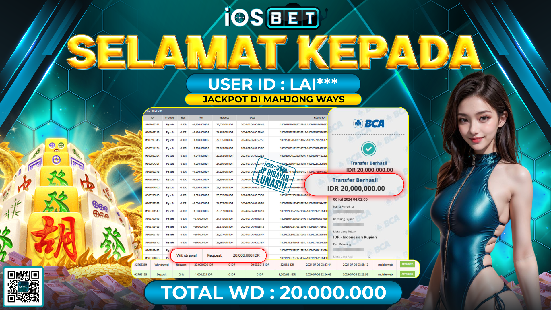 Bukti Pembayaran LUNAS SLOT GAMES GACOR Rp.20.000.000,-