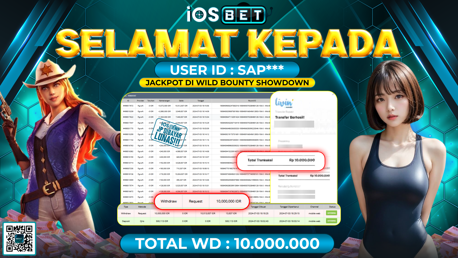 Bukti Pembayaran LUNAS SLOT GAMES GACOR Rp.10.000.000,-