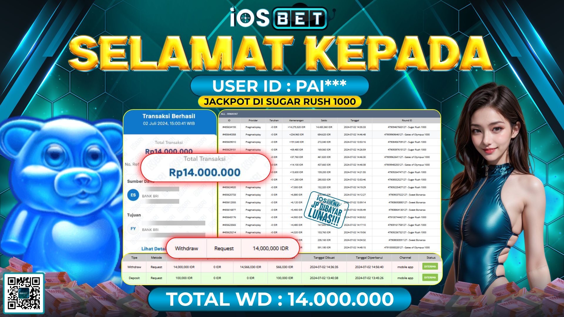Bukti Pembayaran LUNAS SLOT GAMES GACOR Rp.14.000.000,-