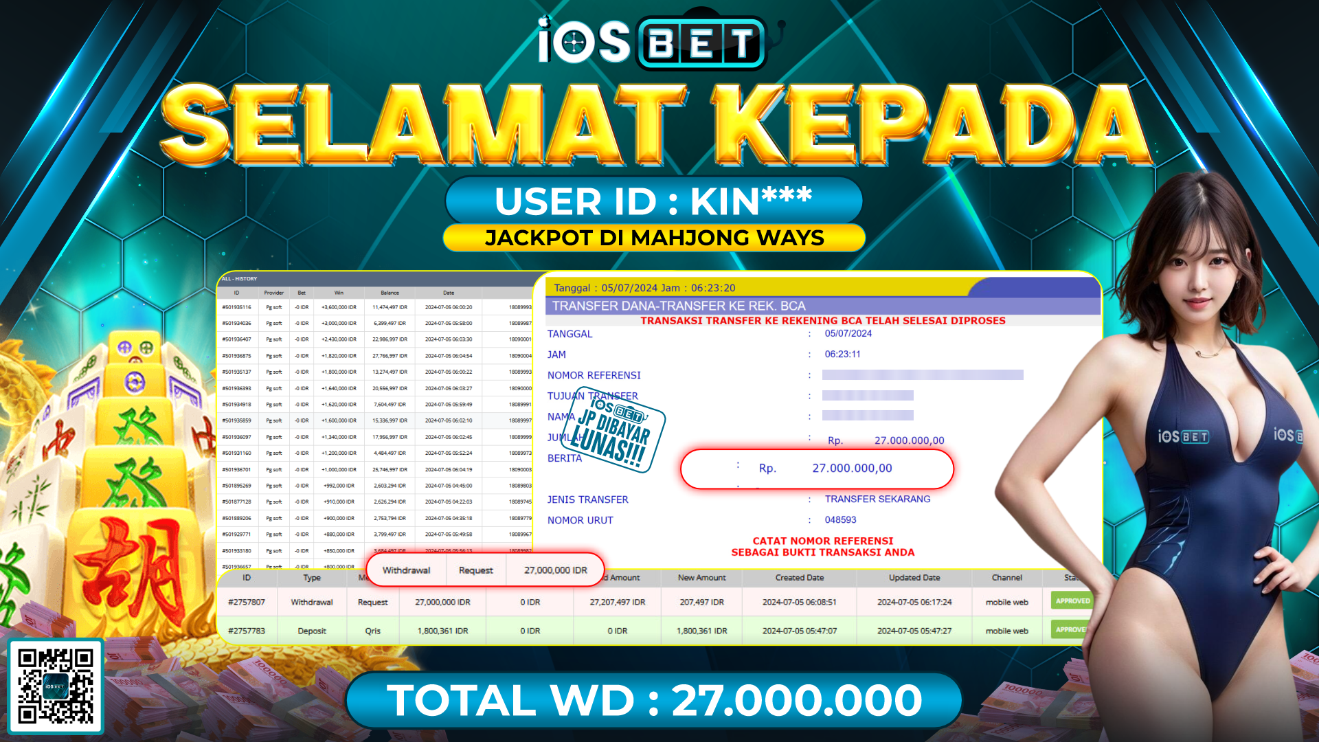 Bukti Pembayaran LUNAS SLOT GAMES GACOR Rp.27.000.000,-