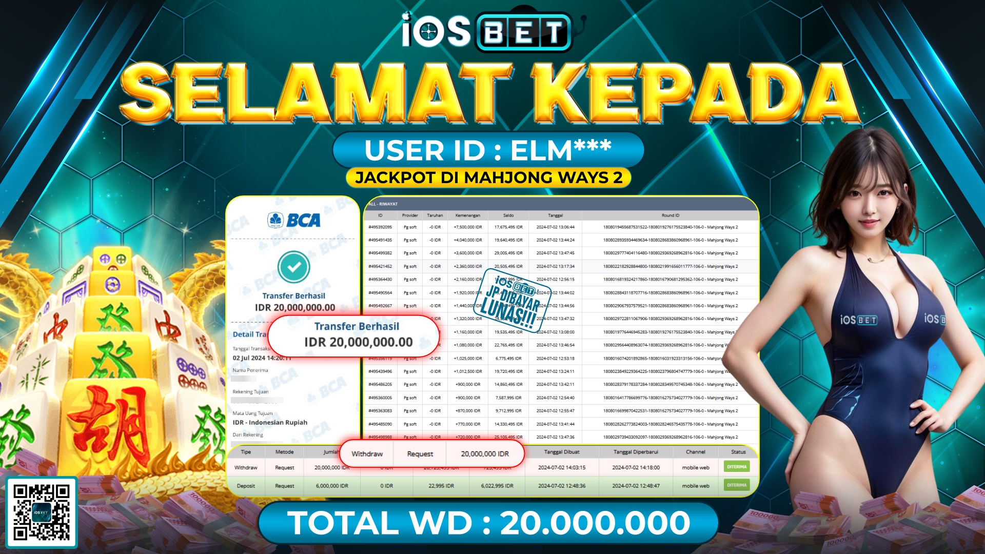 Bukti Pembayaran LUNAS SLOT GAMES GACOR Rp.20.000.000,-