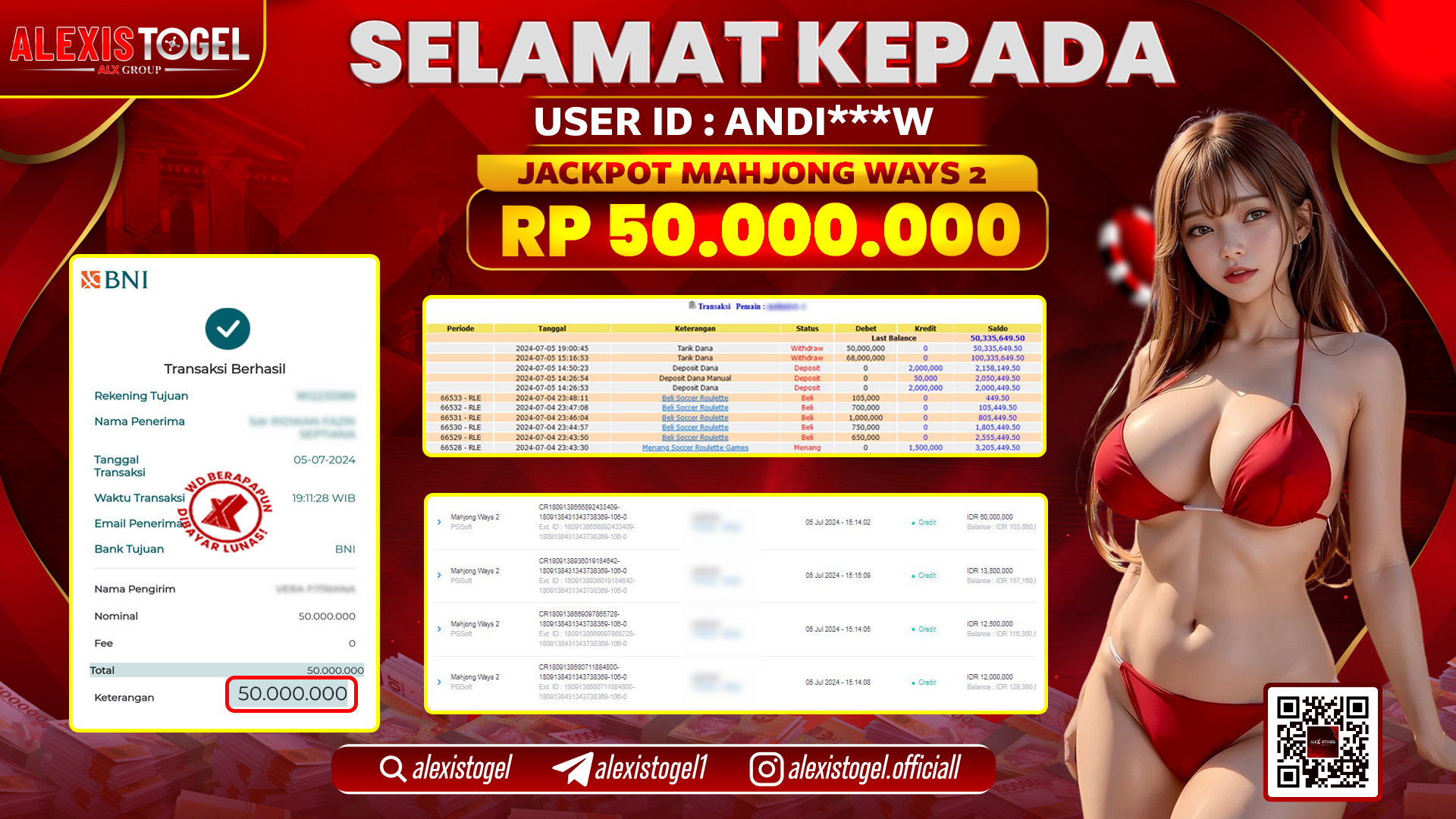 ALEXISTOGEL JACKPOT SLOT GAMES RP. 50.000.000 LUNAS