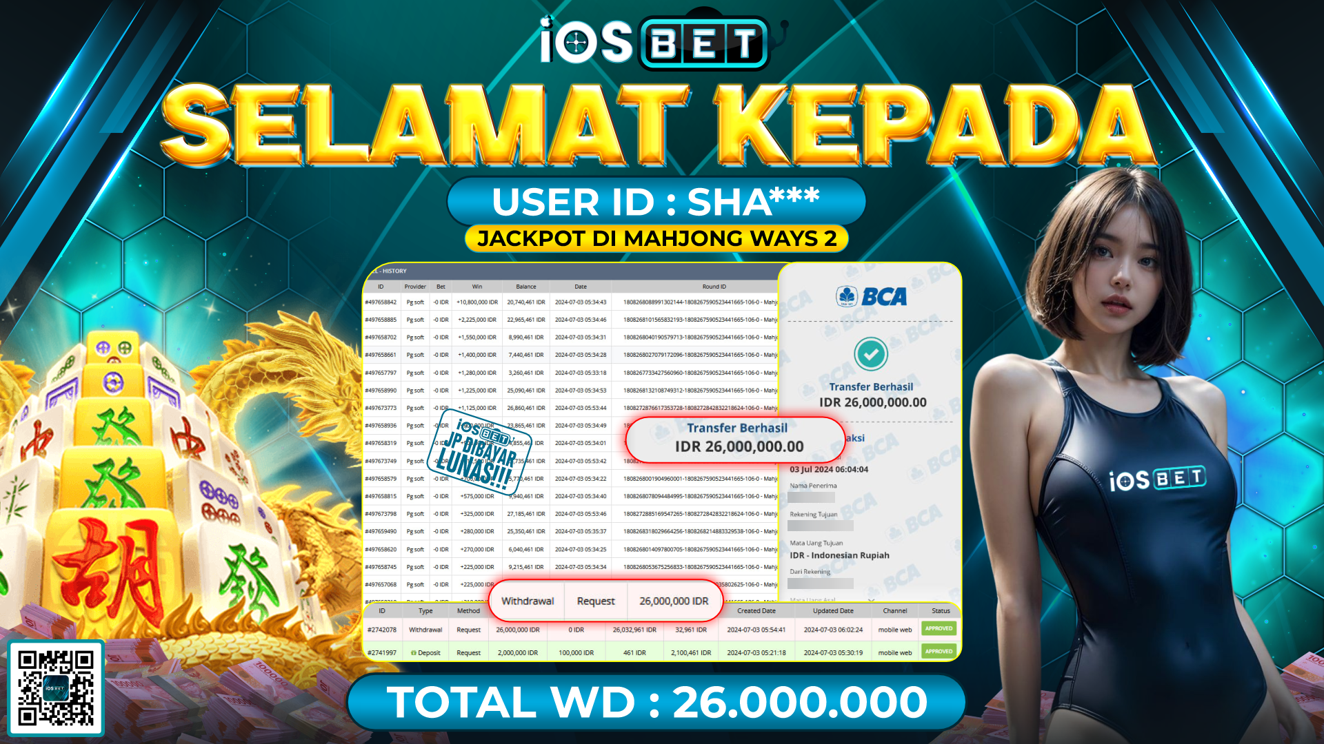 Bukti Pembayaran LUNAS SLOT GAMES GACOR Rp.26.000.000,-