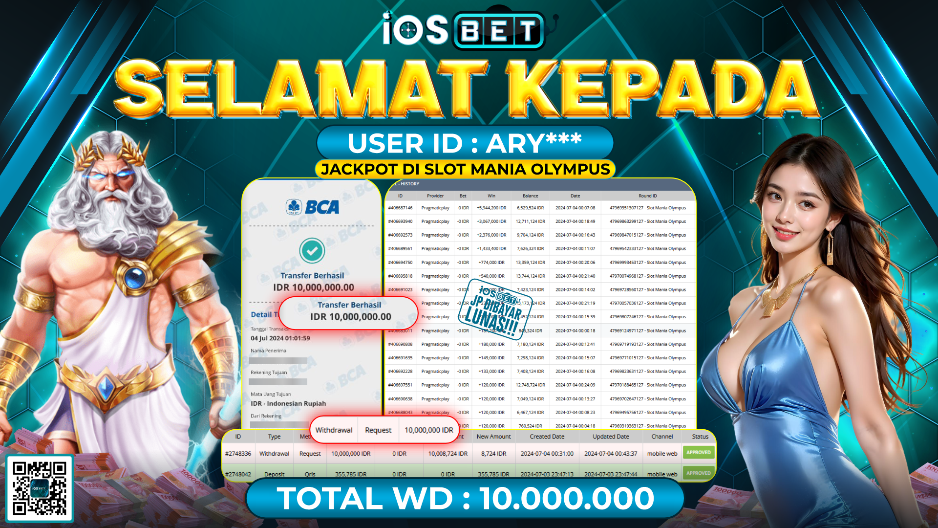 Bukti Pembayaran LUNAS SLOT GAMES GACOR Rp.10.000.000,-