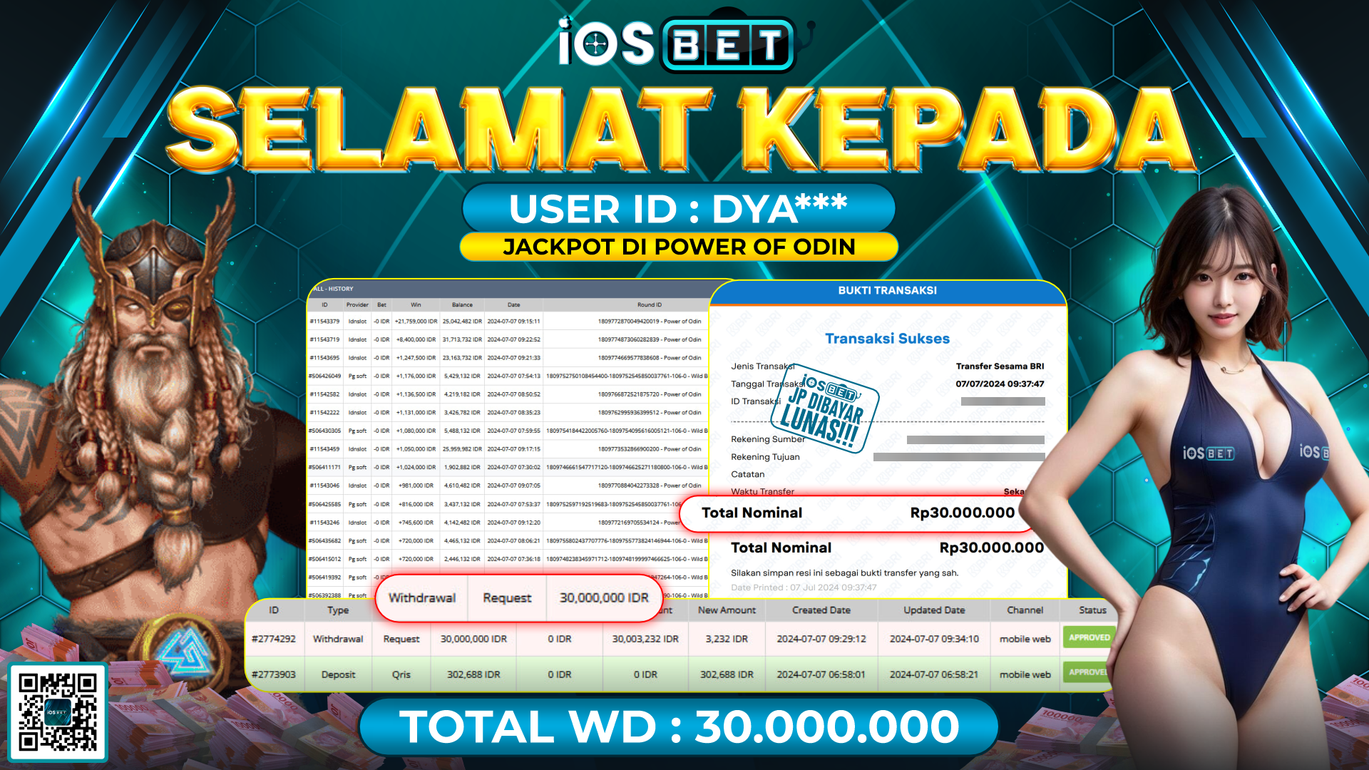 Bukti Pembayaran LUNAS SLOT GAMES GACOR Rp.30.000.000,-