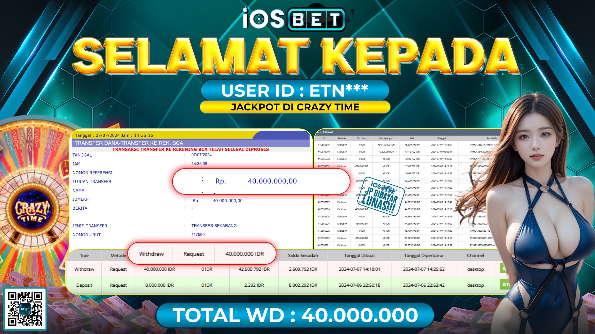 Bukti Pembayaran LUNAS SLOT GAMES GACOR Rp.40.000.000,-