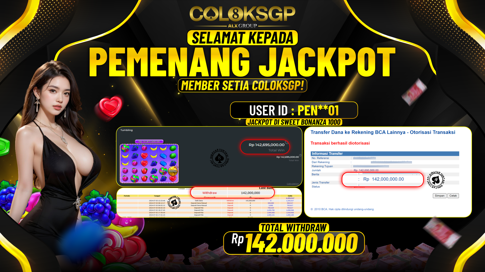 COLOKSGP JACKPOT SLOT GAMES  RP 142.000.000 LUNAS