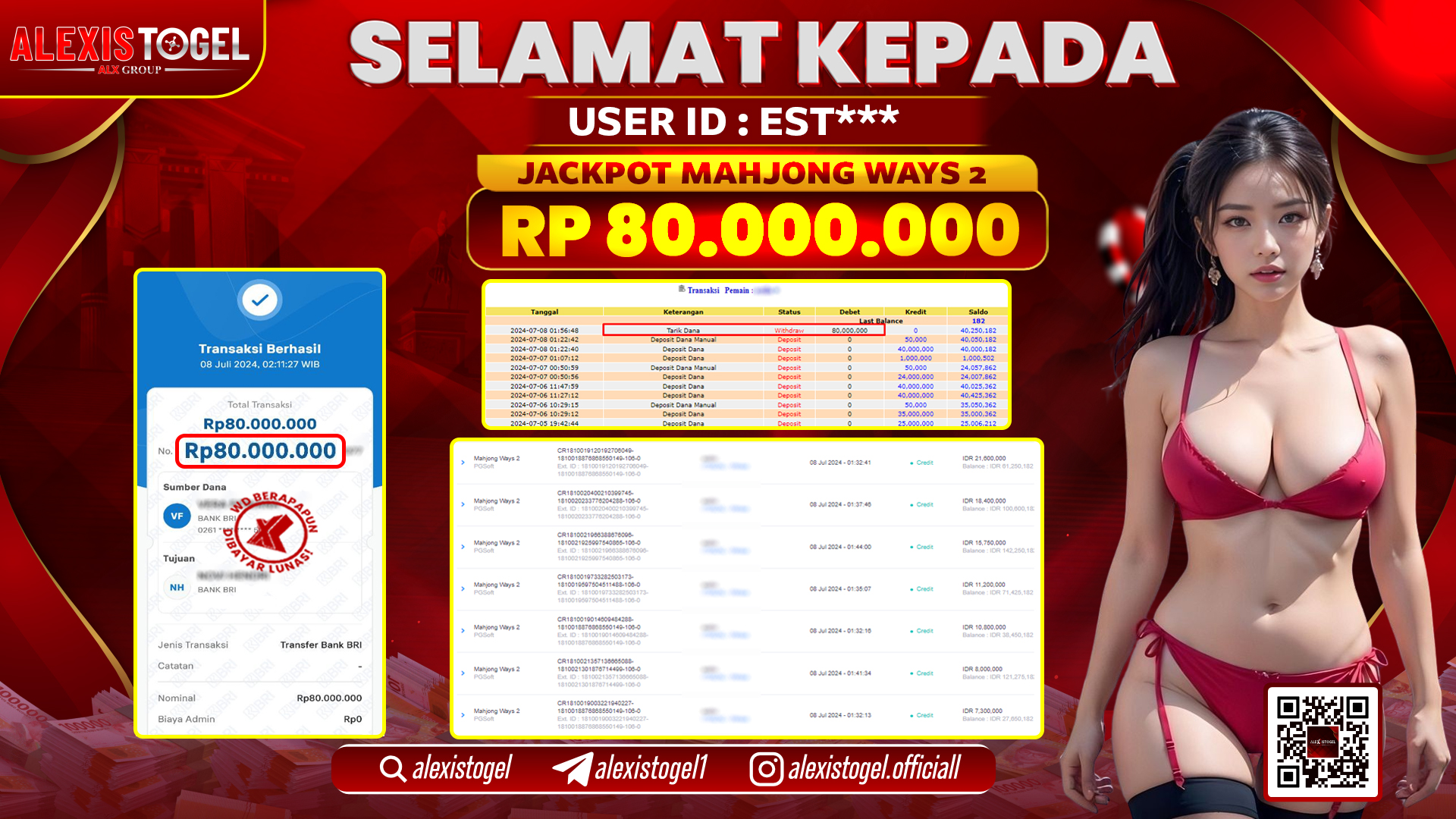 ALEXISTOGEL JACKPOT SLOT GAMES RP. 80.000.000 LUNAS