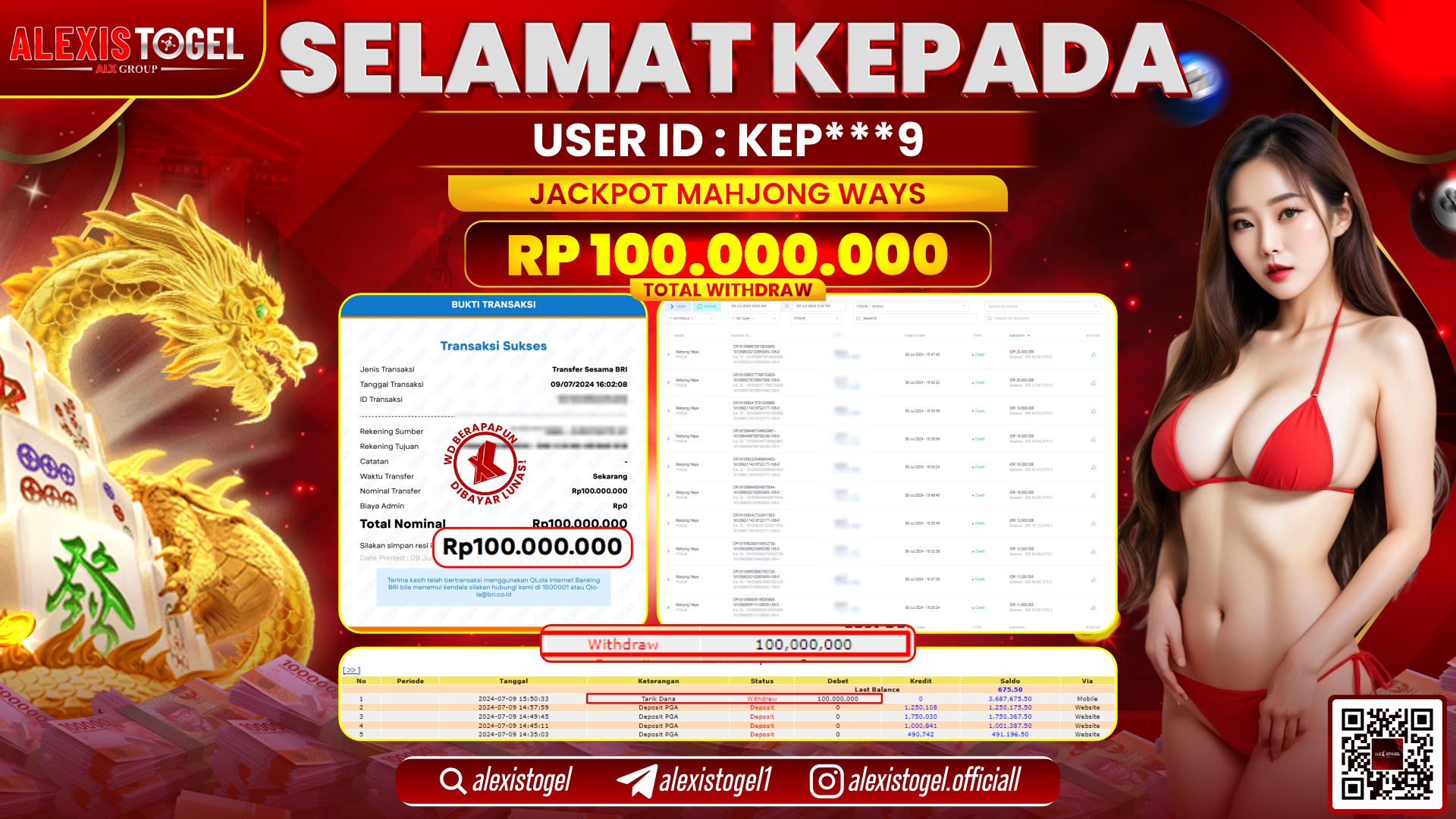 ALEXISTOGEL JACKPOT SLOT GAMES RP. 100.000.000 LUNAS