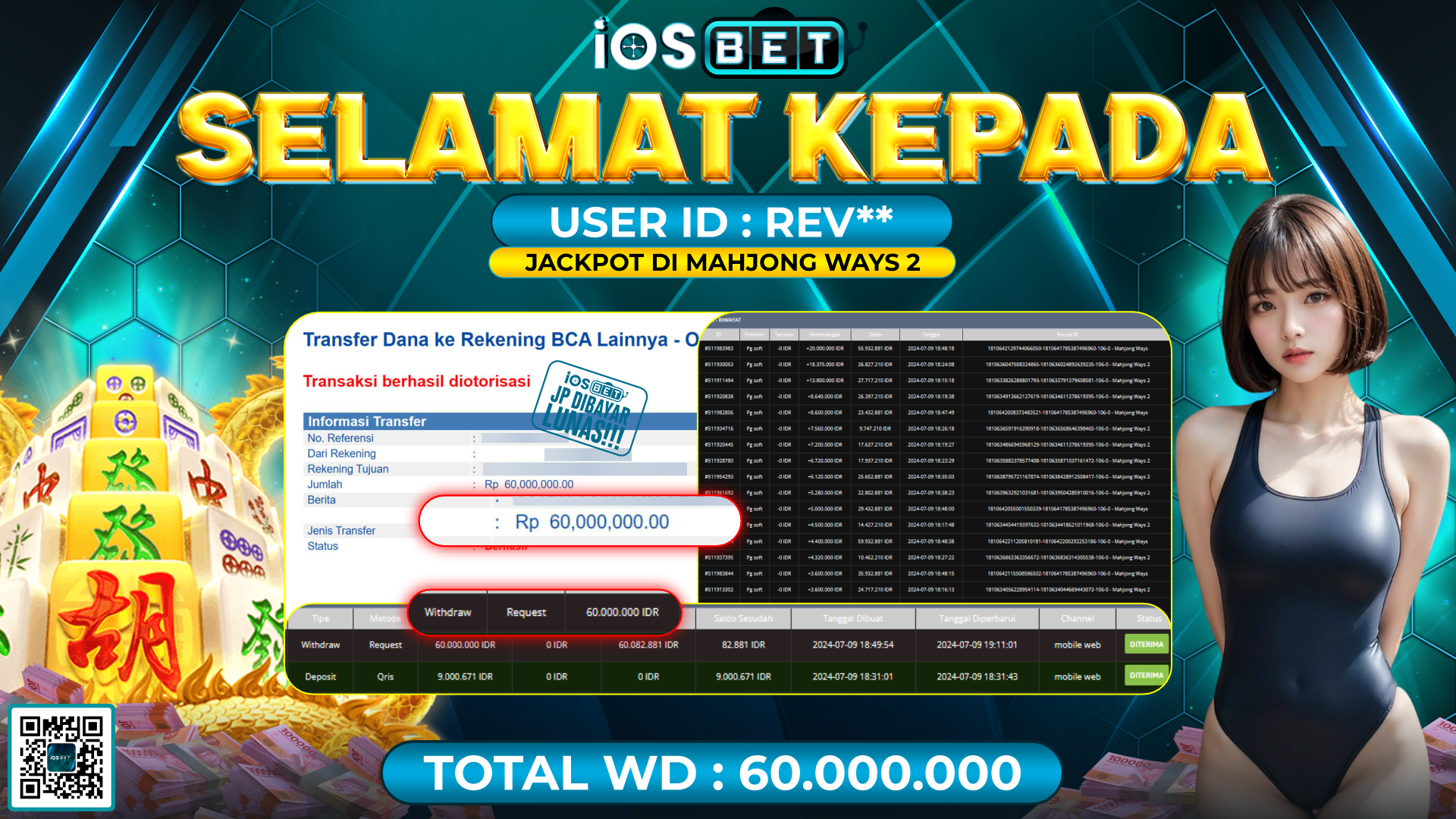 Bukti Pembayaran LUNAS SLOT GAMES GACOR Rp.60.000.000,-