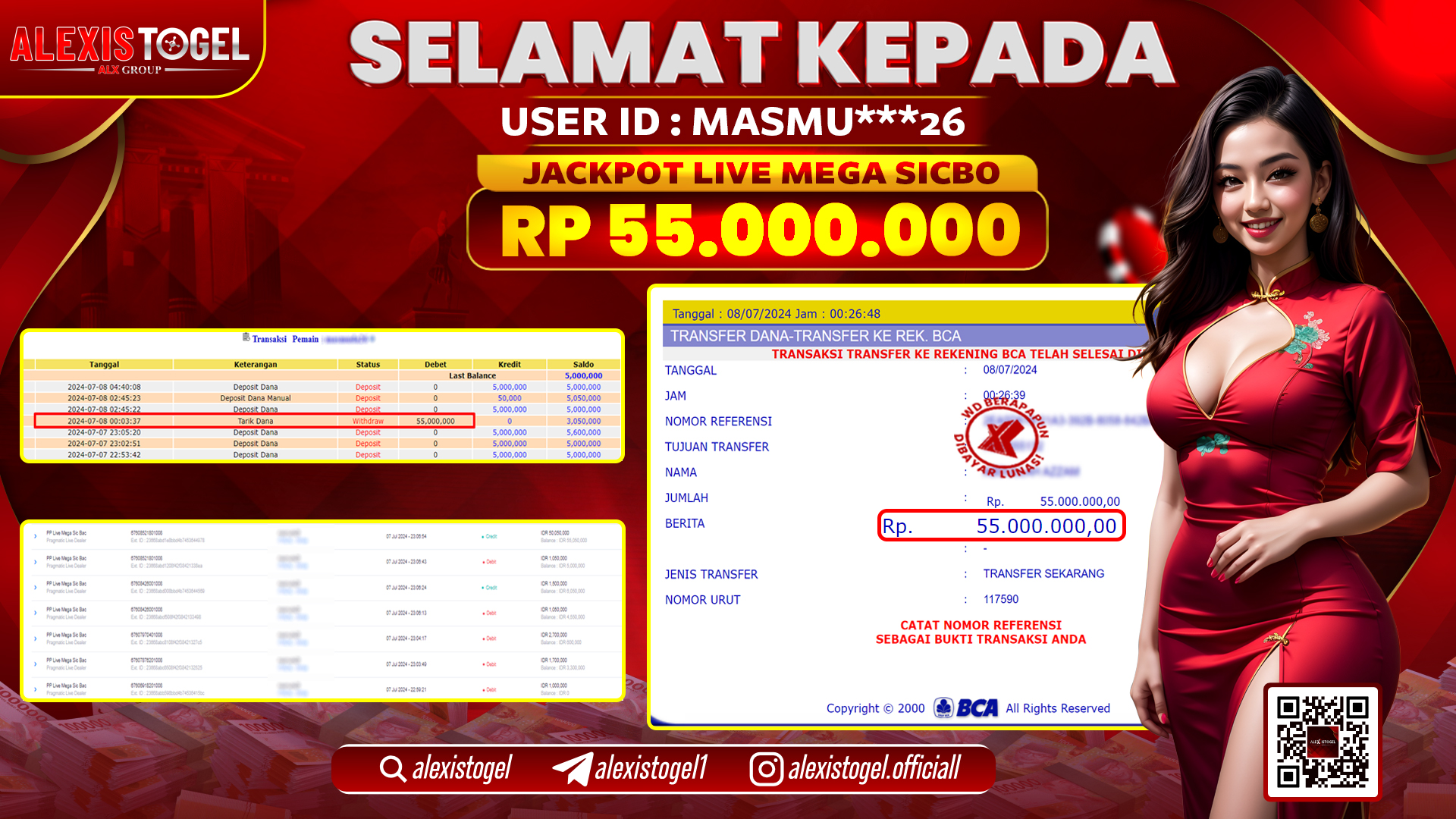 ALEXISTOGEL JACKPOT CASINO RP. 55.000.000 LUNAS
