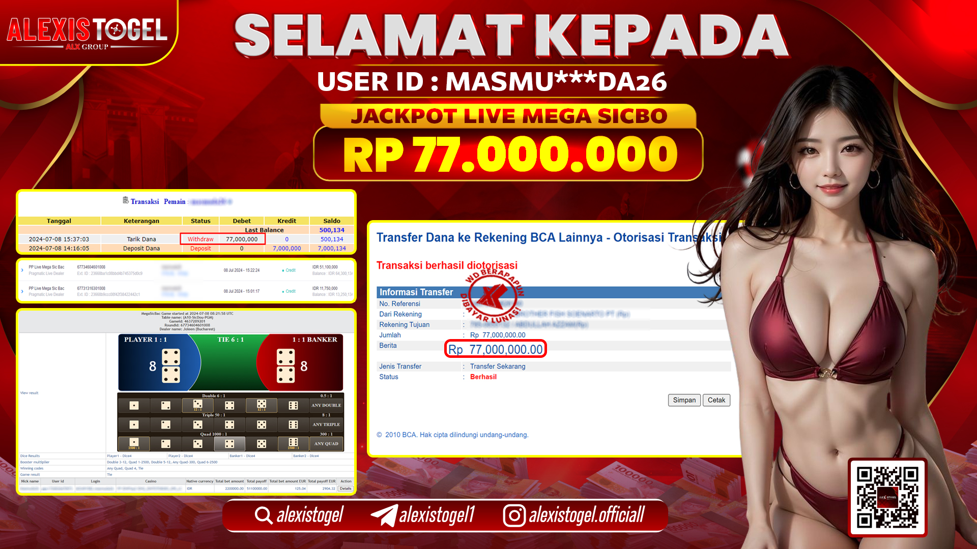 ALEXISTOGEL JACKPOT CASINO RP. 77.000.000 LUNAS
