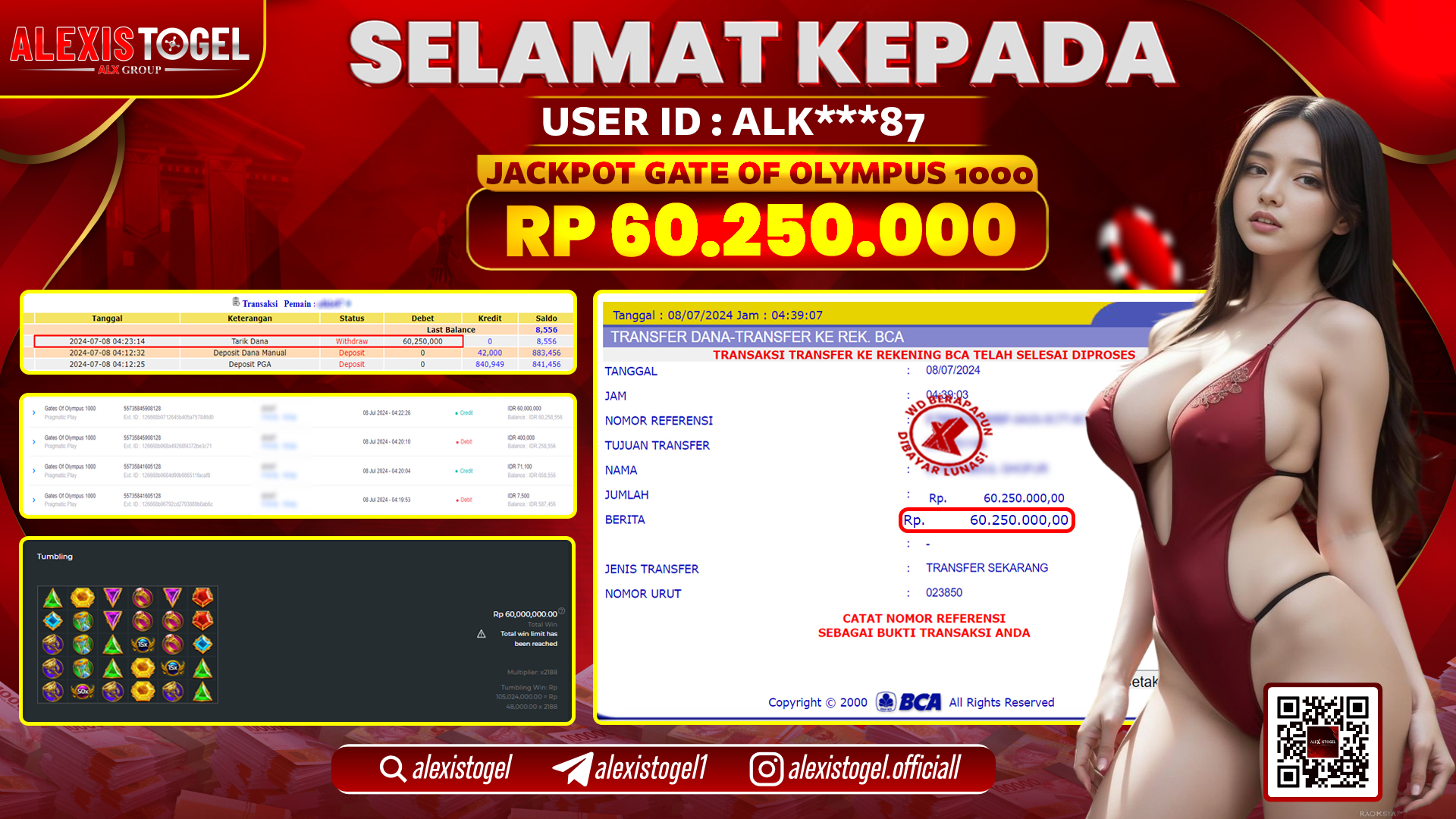 ALEXISTOGEL JACKPOT SLOT GAMES RP. 60.250.000 LUNAS