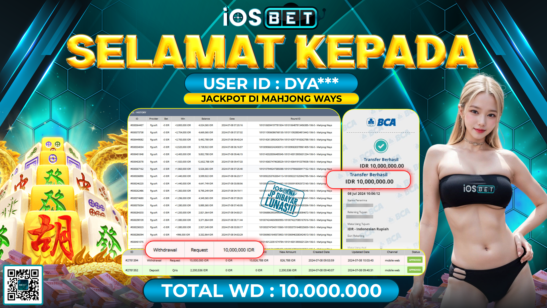 Bukti Pembayaran LUNAS SLOT GAMES GACOR Rp.10.000.000,-