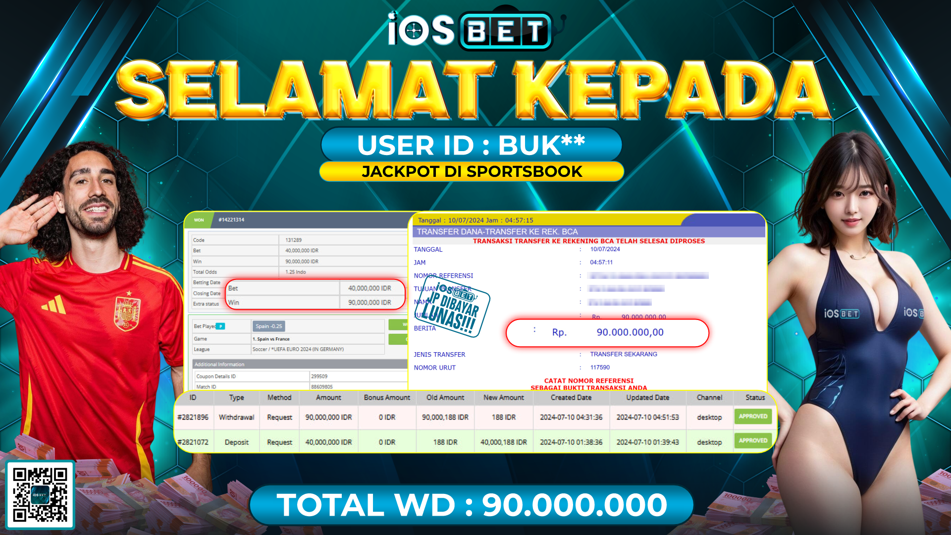 Bukti Pembayaran LUNAS SPORTSBOOK Rp.90.000.000,-