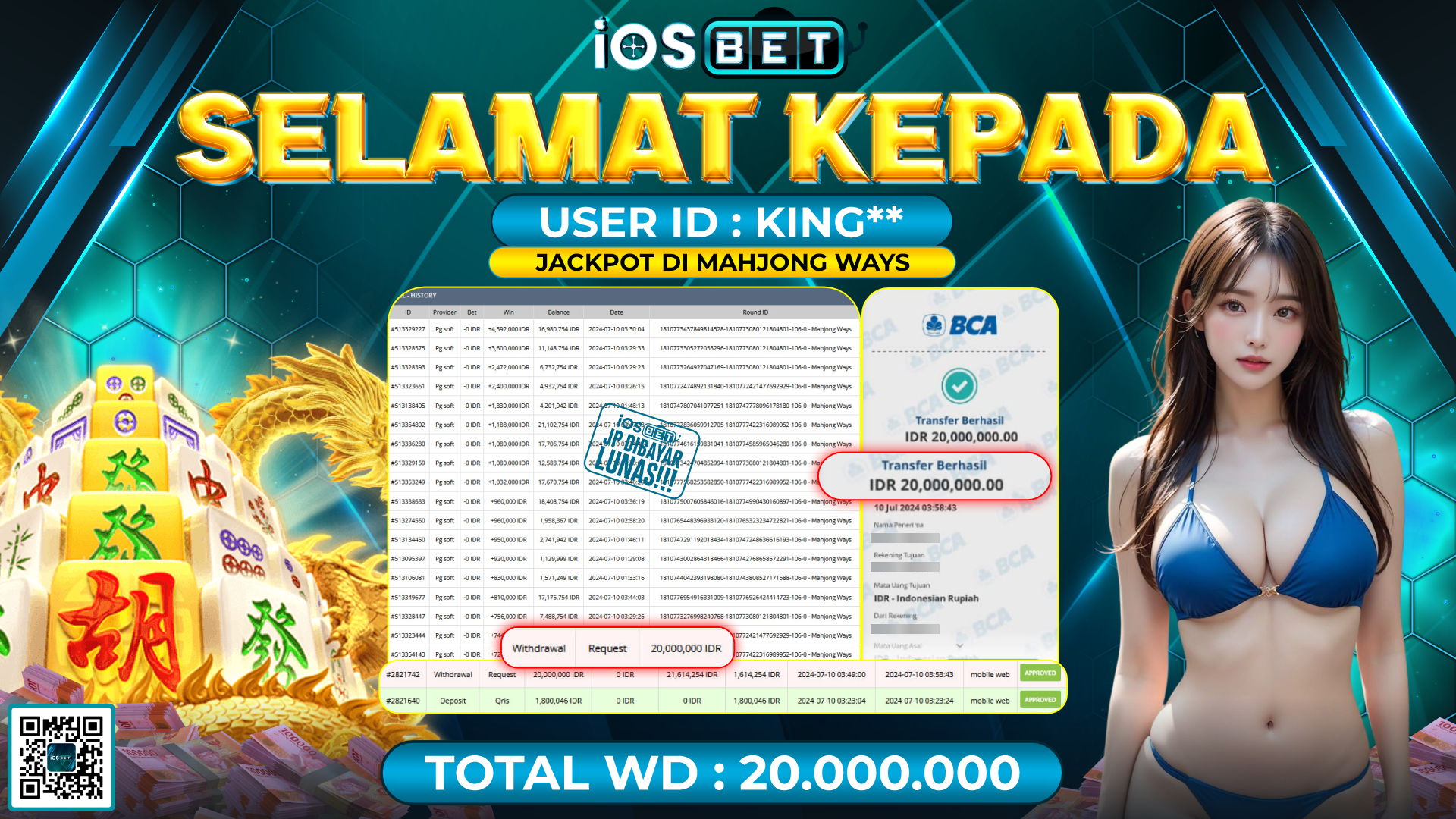 Bukti Pembayaran LUNAS SLOT GAMES GACOR Rp.20.000.000,-