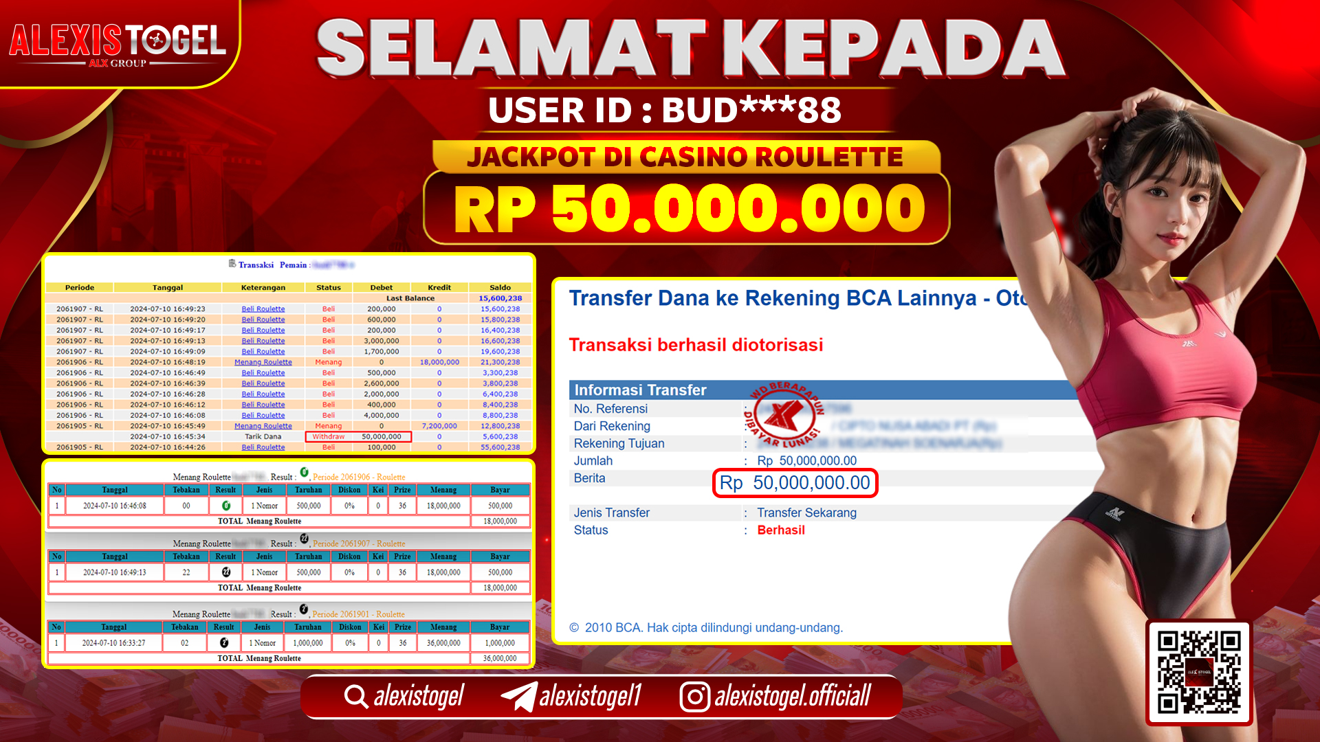 ALEXISTOGEL JACKPOT CASINO RP. 50.000.000 LUNAS