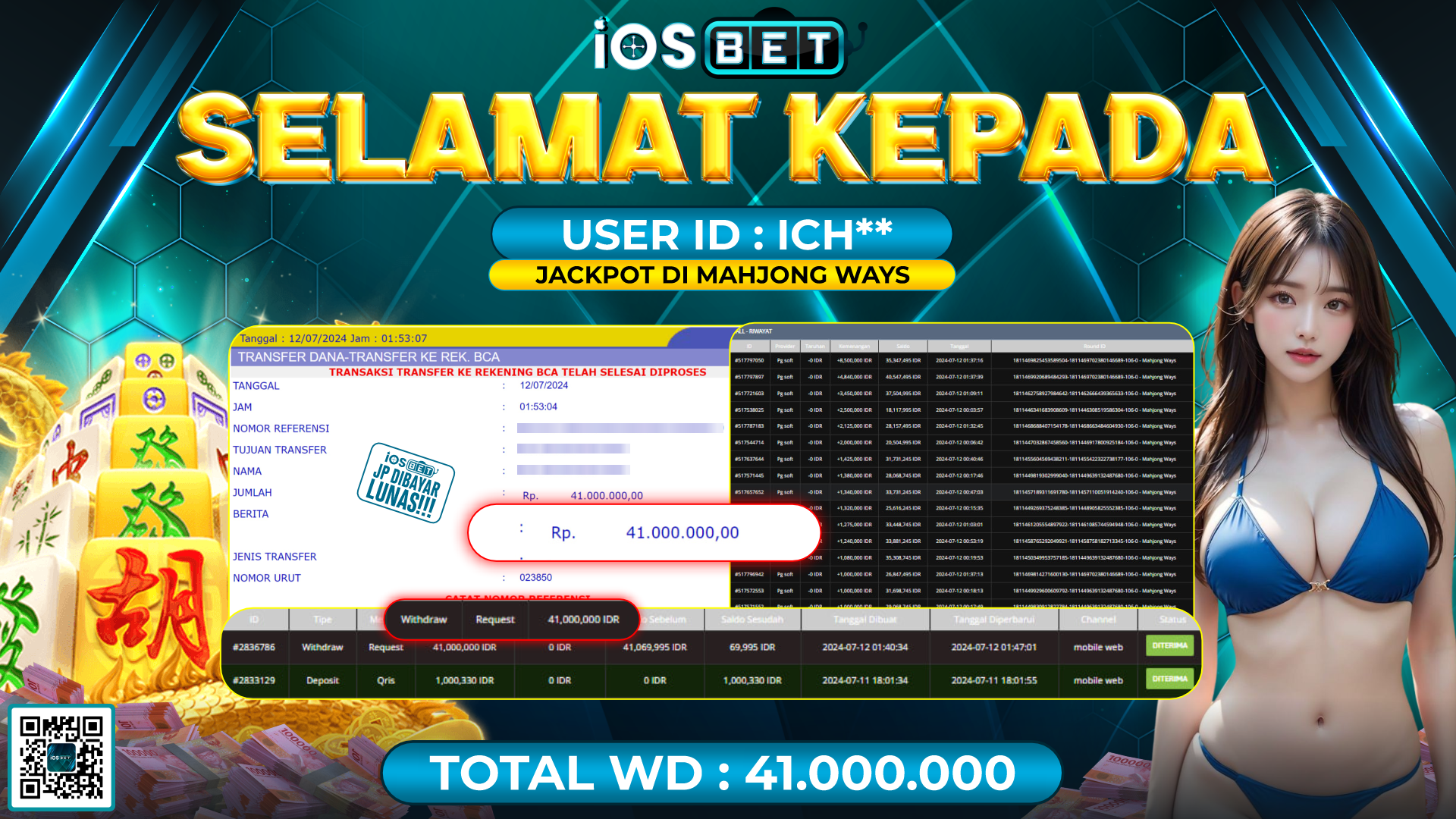 Bukti Pembayaran LUNAS SLOT GAME GACOR Rp.41.000.000,-