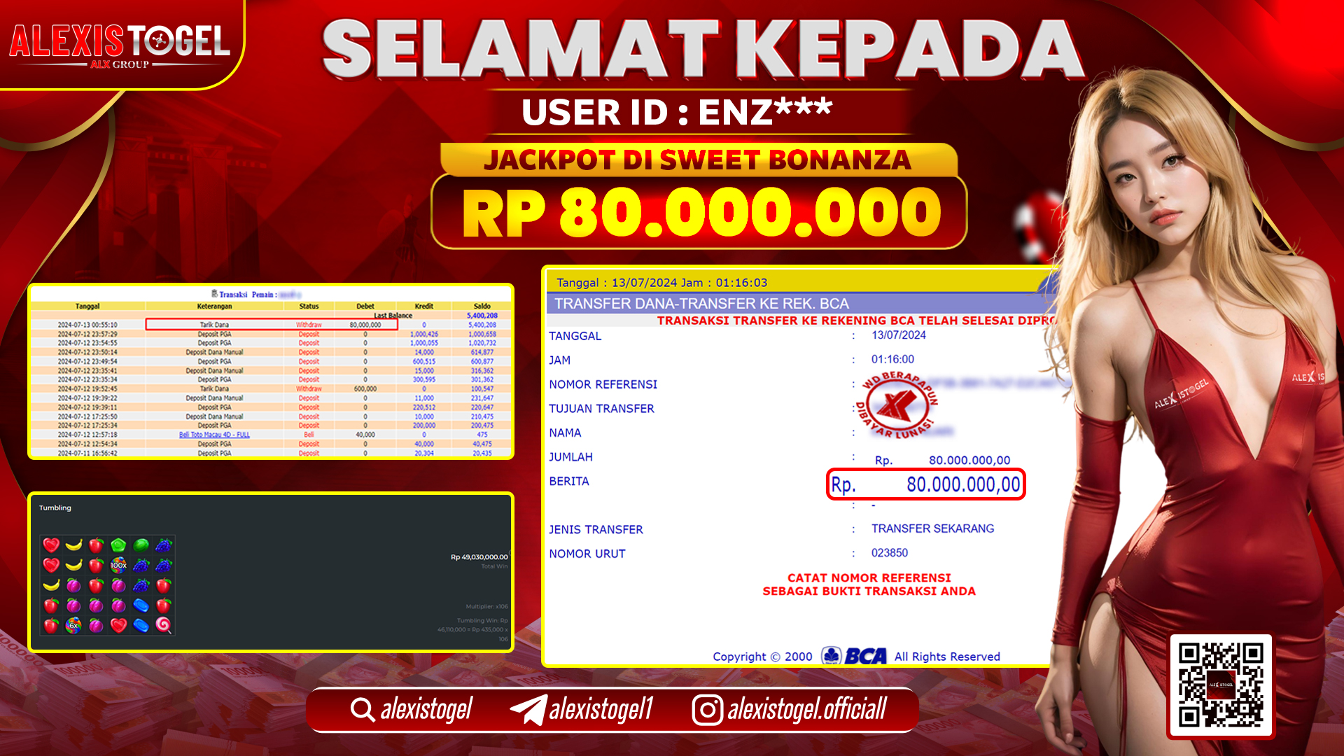 ALEXISTOGEL JACKPOT SLOT GAMES RP. 80.000.000 LUNAS