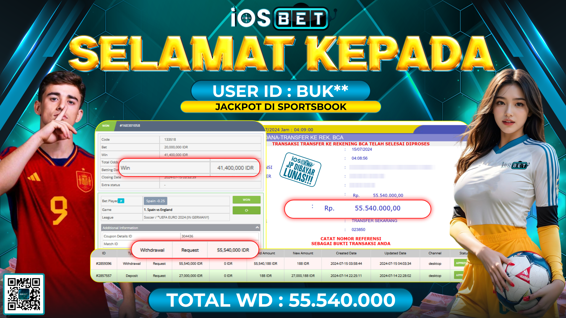 Bukti Pembayaran LUNAS GAME SPORTSBOOK Rp.55.540.000,-