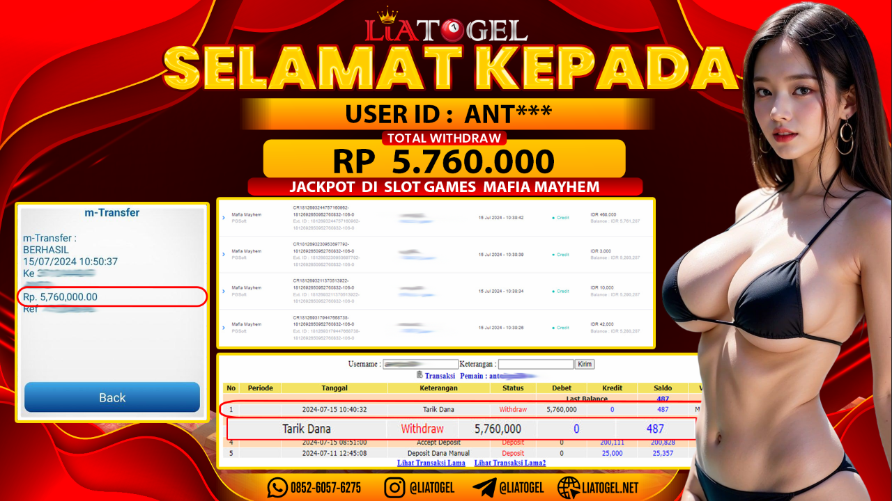 LIATOGEL - JACKPOT SLOT GAMES MAFIA MAYHEM RP 5.760.000,- LUNAS