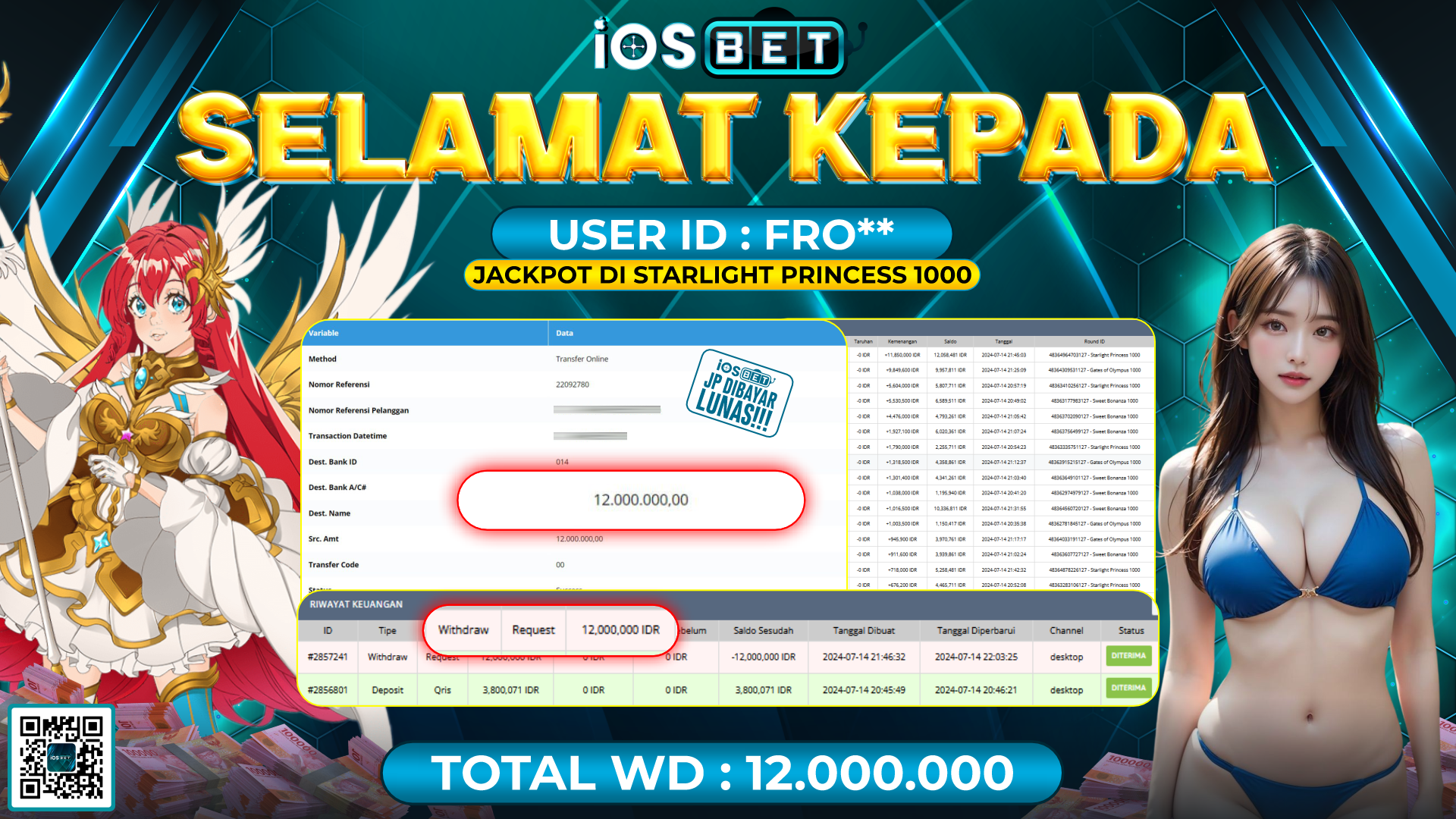 Bukti Pembayaran LUNAS SLOT GAME GACOR Rp.12.000.000,-