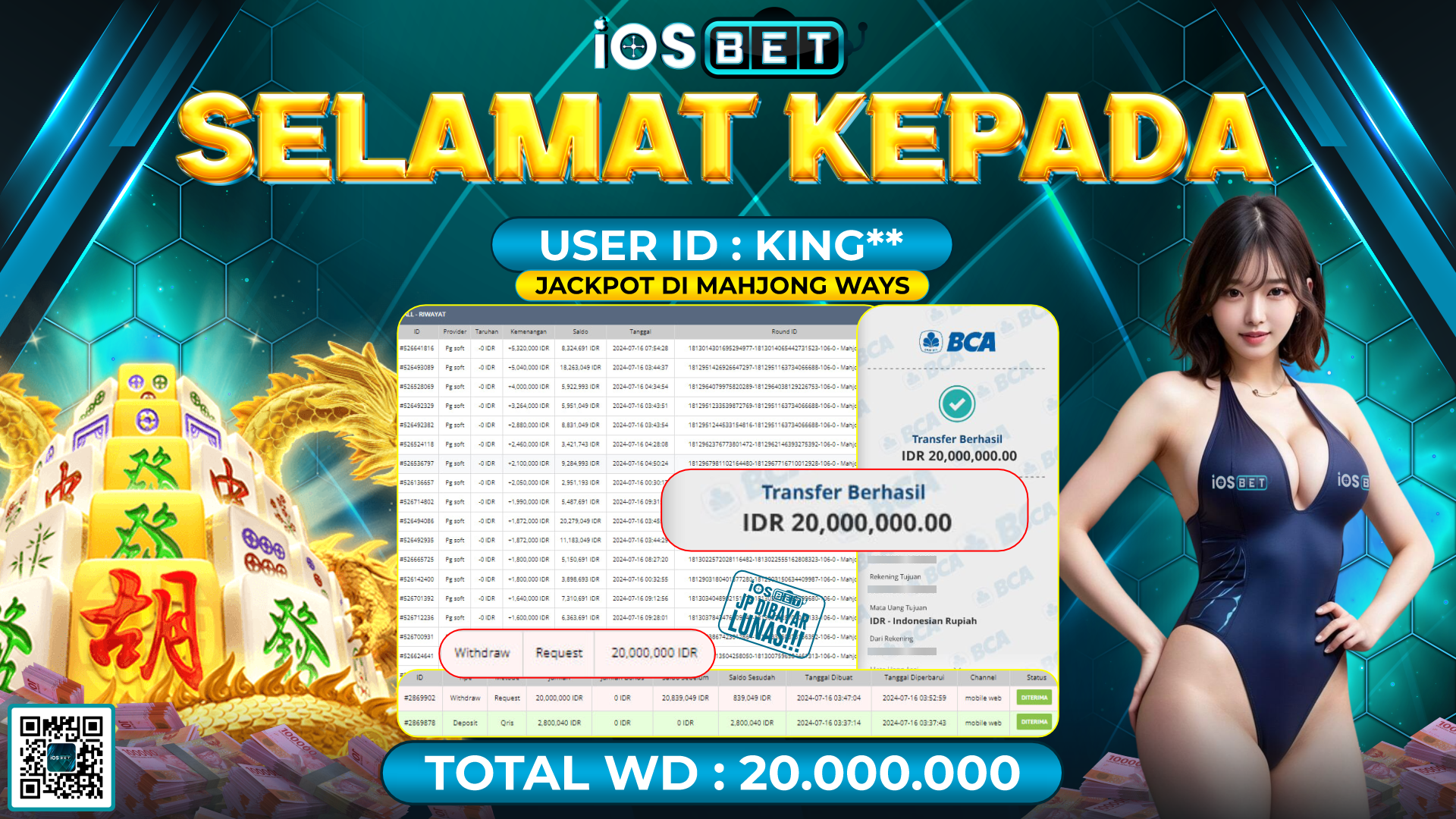 Bukti Pembayaran LUNAS SLOT GAME GACOR Rp.20.000.000,-