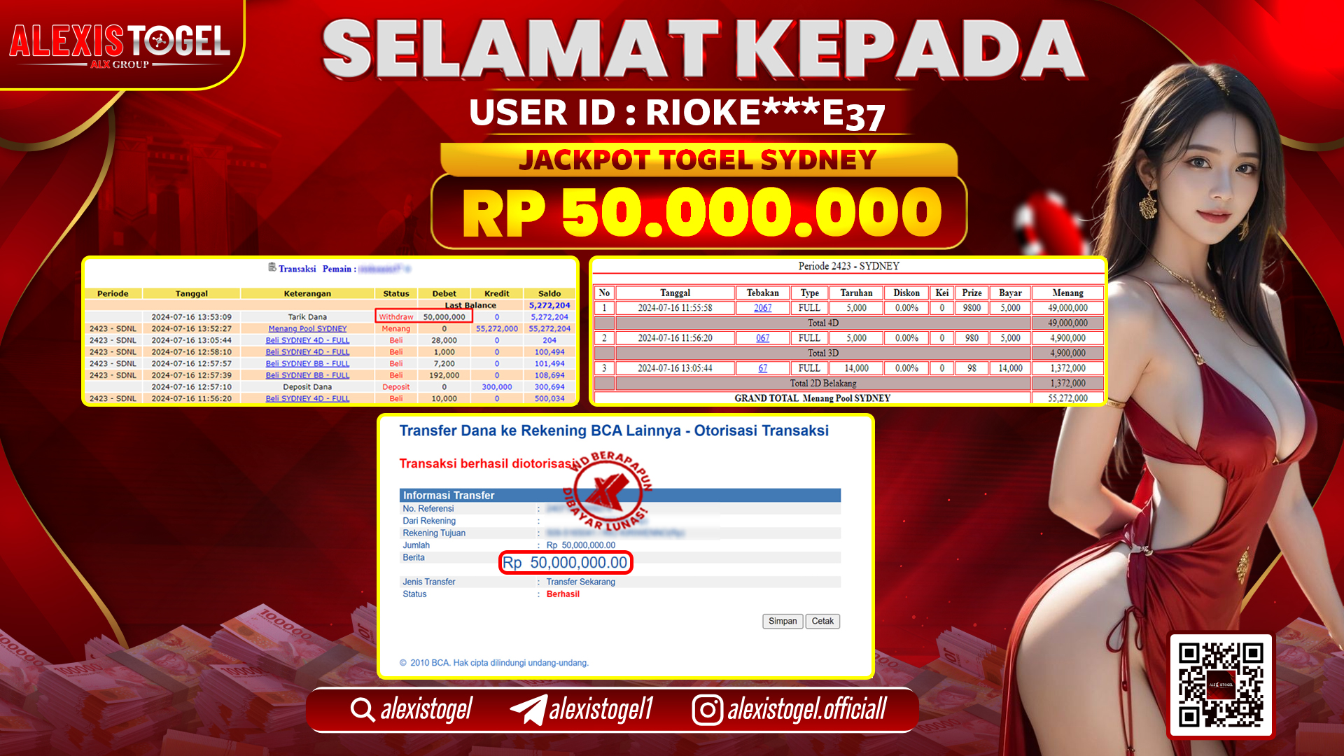 ALEXISTOGEL JACKPOT SYDNEY POOLS RP. 50.000.000 LUNAS