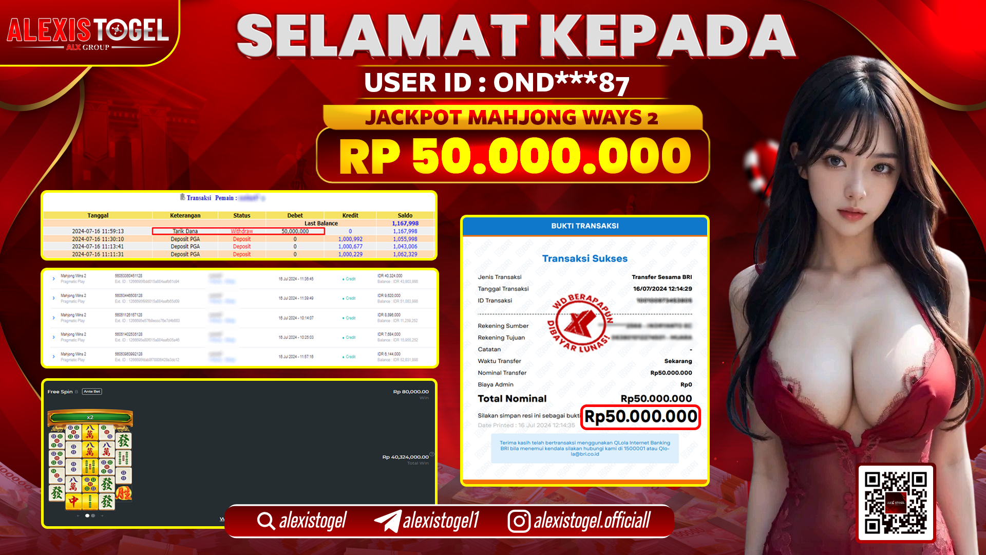 ALEXISTOGEL JACKPOT SLOT GAMES RP. 50.000.000 LUNAS