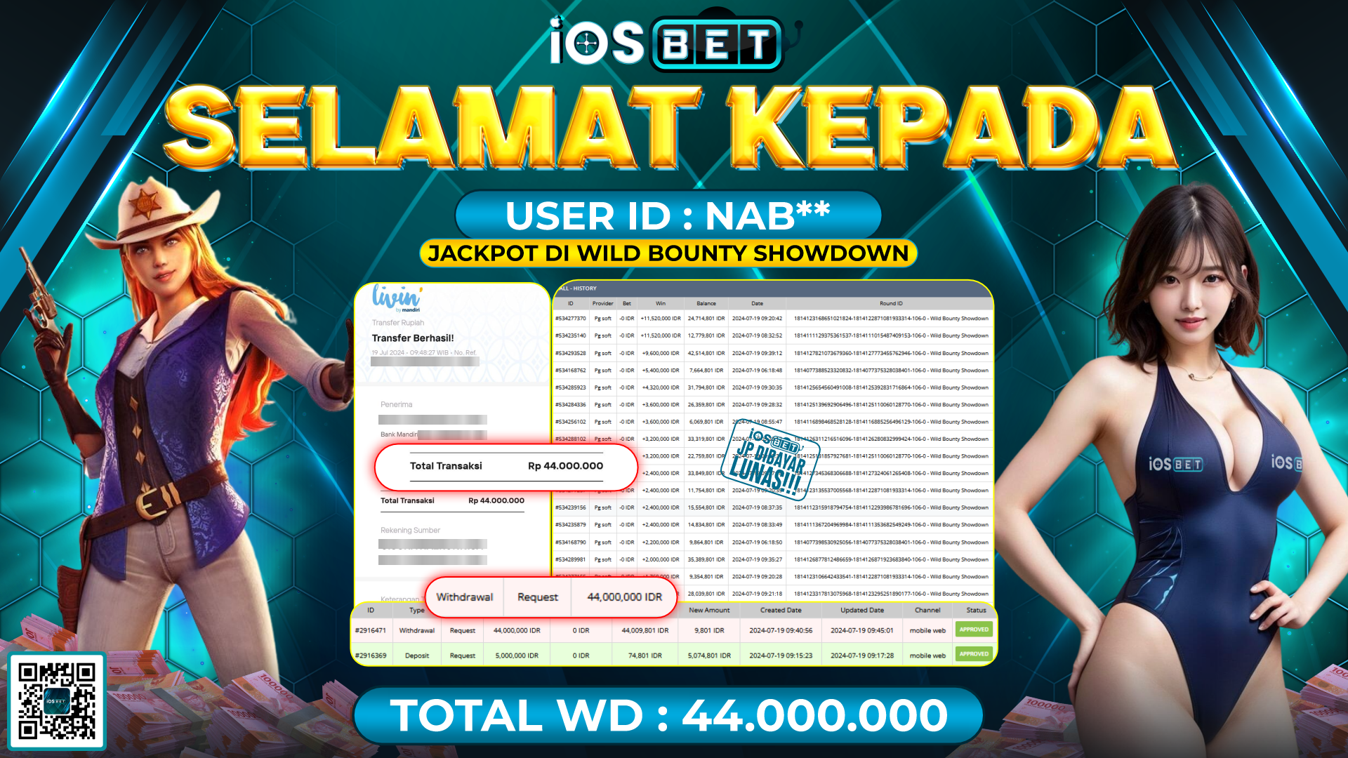Bukti Pembayaran LUNAS SLOT GAME GACOR Rp.44.000.000,-