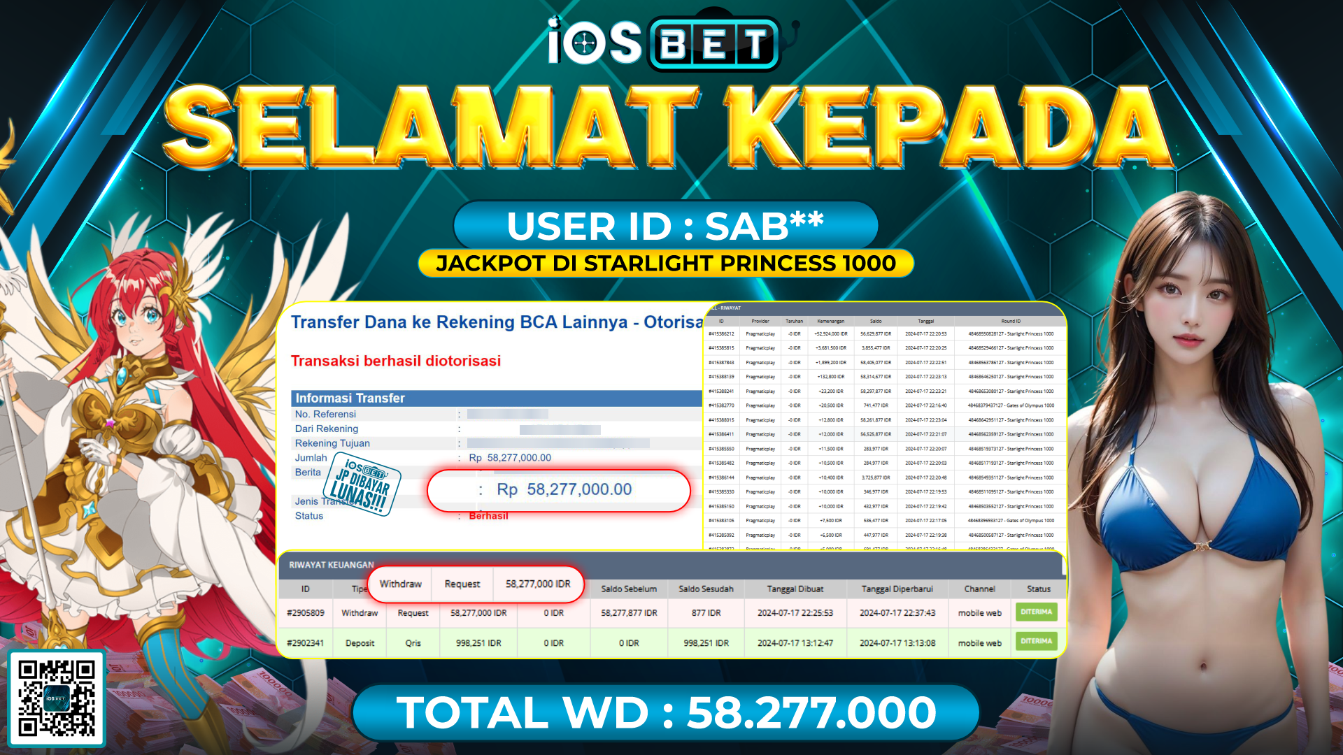 Bukti Pembayaran LUNAS SLOT GAME GACOR Rp.58.277.000,-