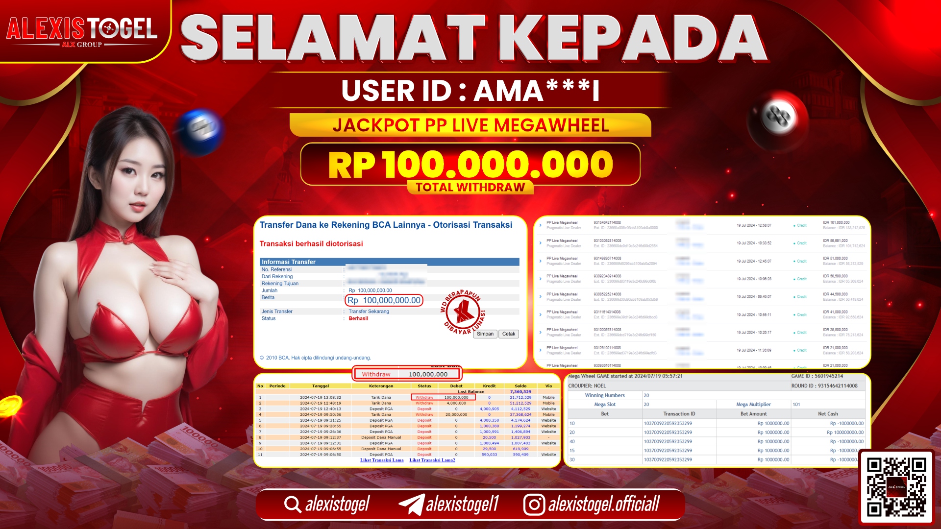ALEXISTOGEL JACKPOT CASINO RP. 100.000.000 LUNAS